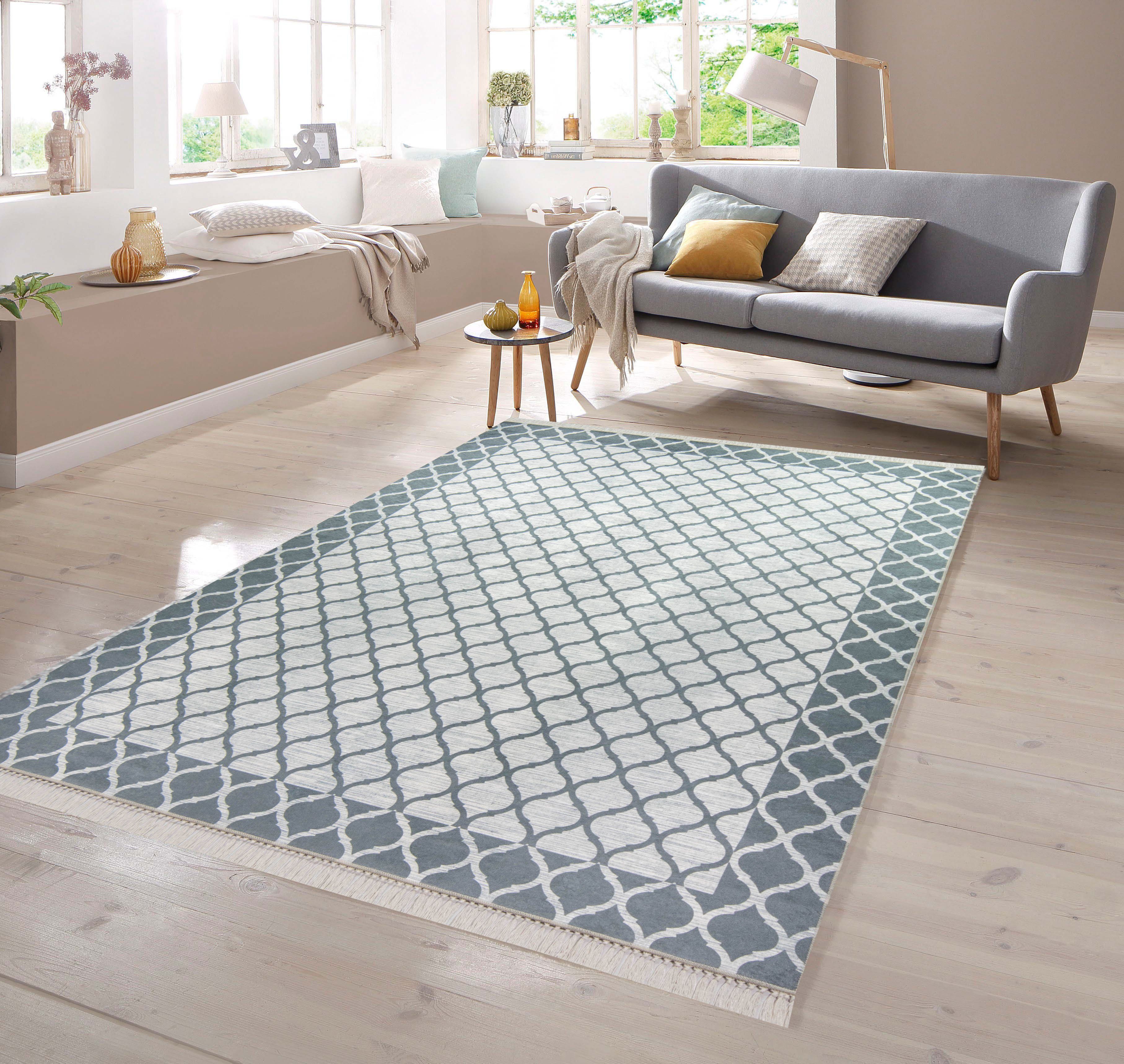 Marokkanischer Teppich – Waschbar, Rutschfest, 20,3 X 25,4 Cm, Niedriger Flor, Grau, Für Wohnzimmer & Schlafzimmer