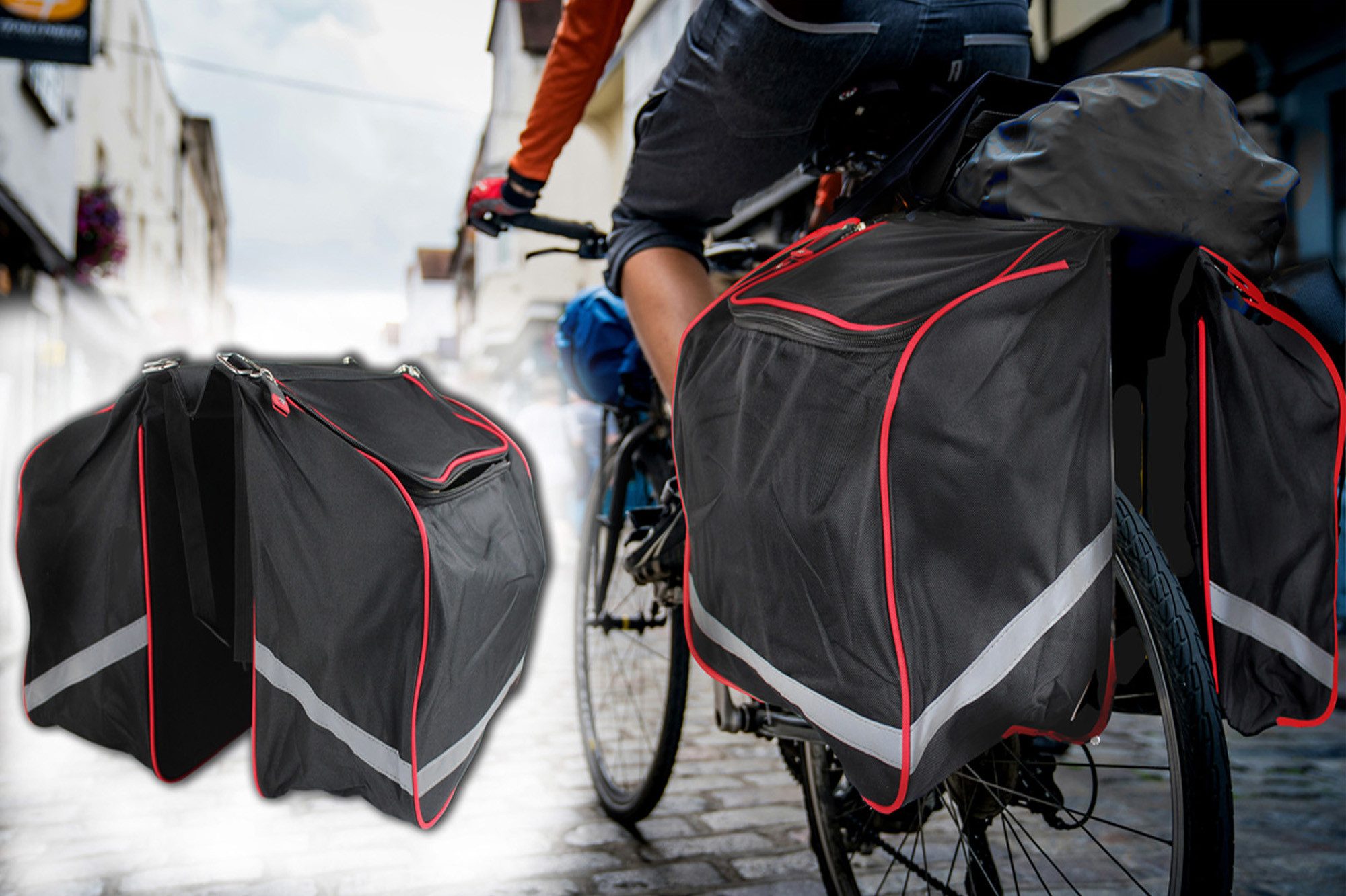 Bisomo GmbH Fahrradtasche Gepäckträger Doppeltasche Fahrrad Tasche Seitentasche E-Bike 34L