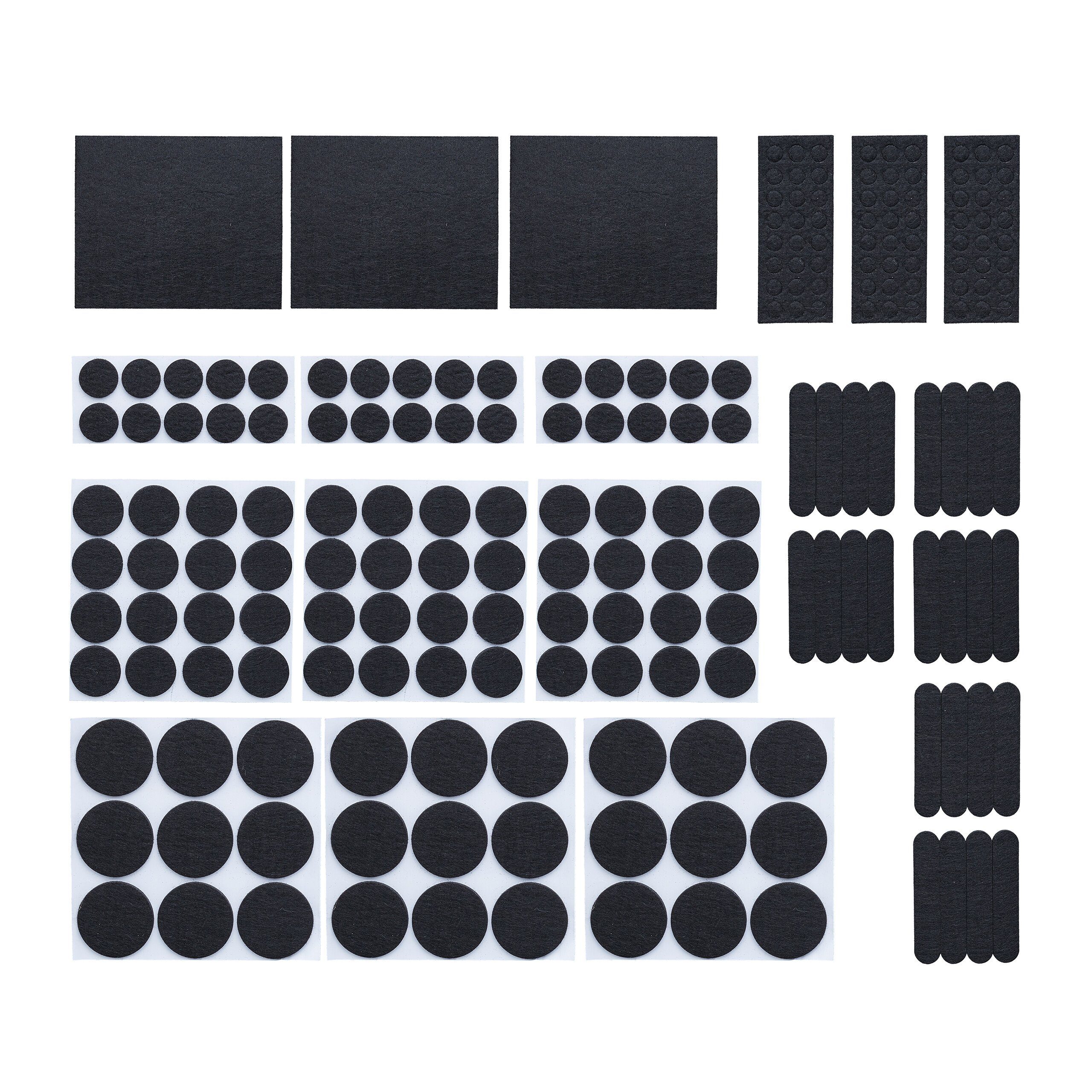relaxdays Мебельfuß Selbstklebende Filzgleiter 204er Pack, schwarz