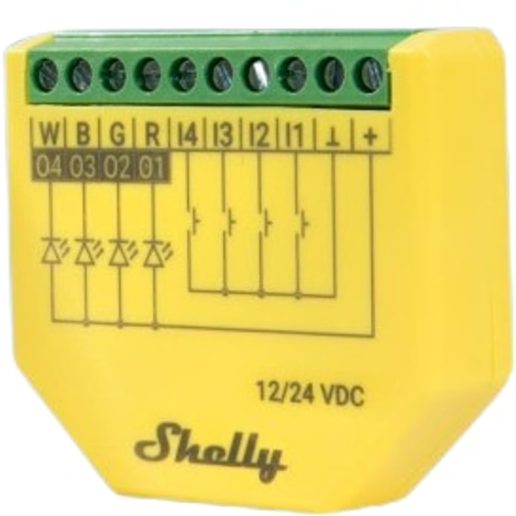 Shelly SHELLY LED-Lichtcontroller Plus RGBW, PM, BT, WLAN, Unterputz, gelb, 4 Smarter LED-Lichtstreifen