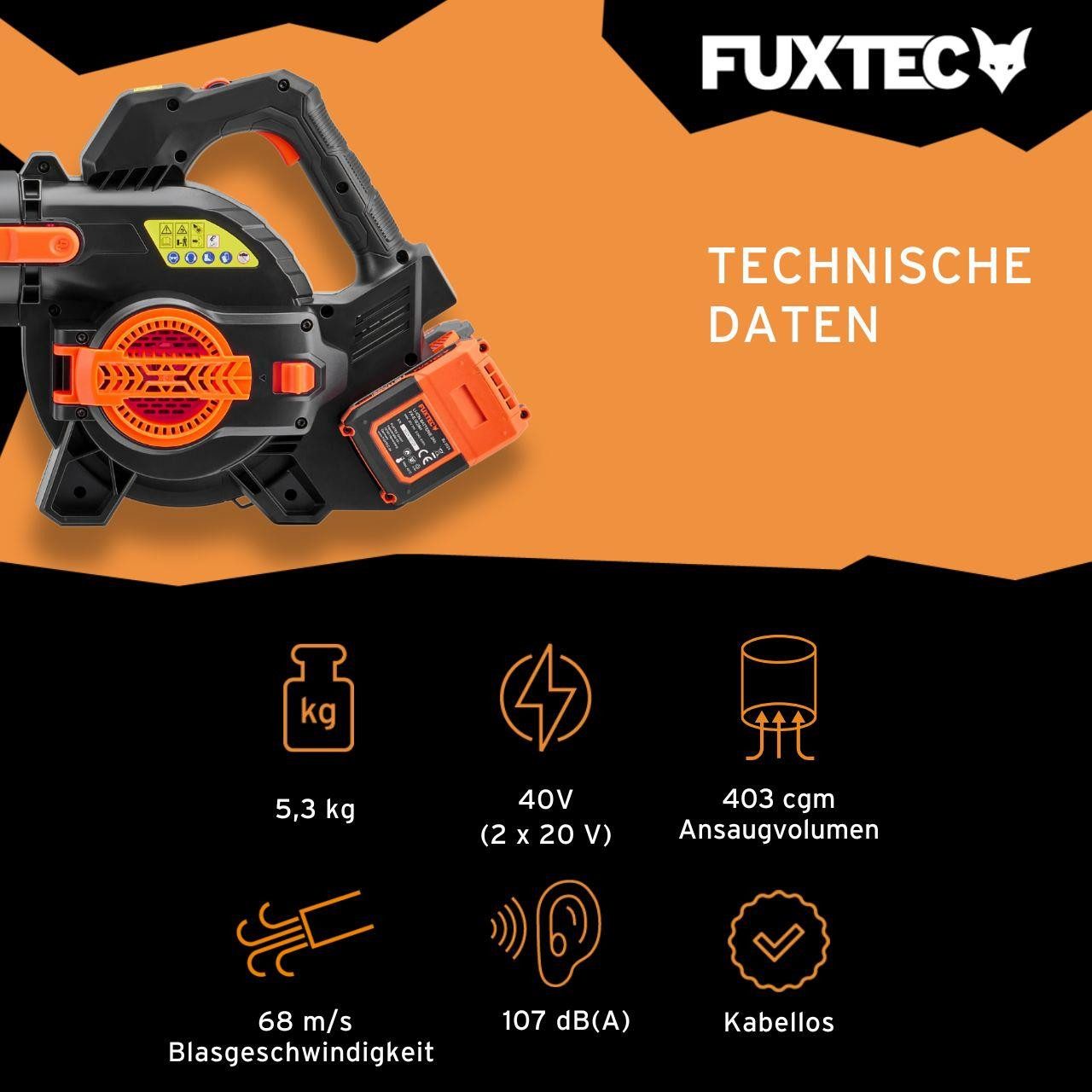 FUXTEC Akku-Laubbläser FX-E2LBSSET, 685,1 m³/h, 2-in-1 Bläser/Sauger, inkl. günstig online kaufen
