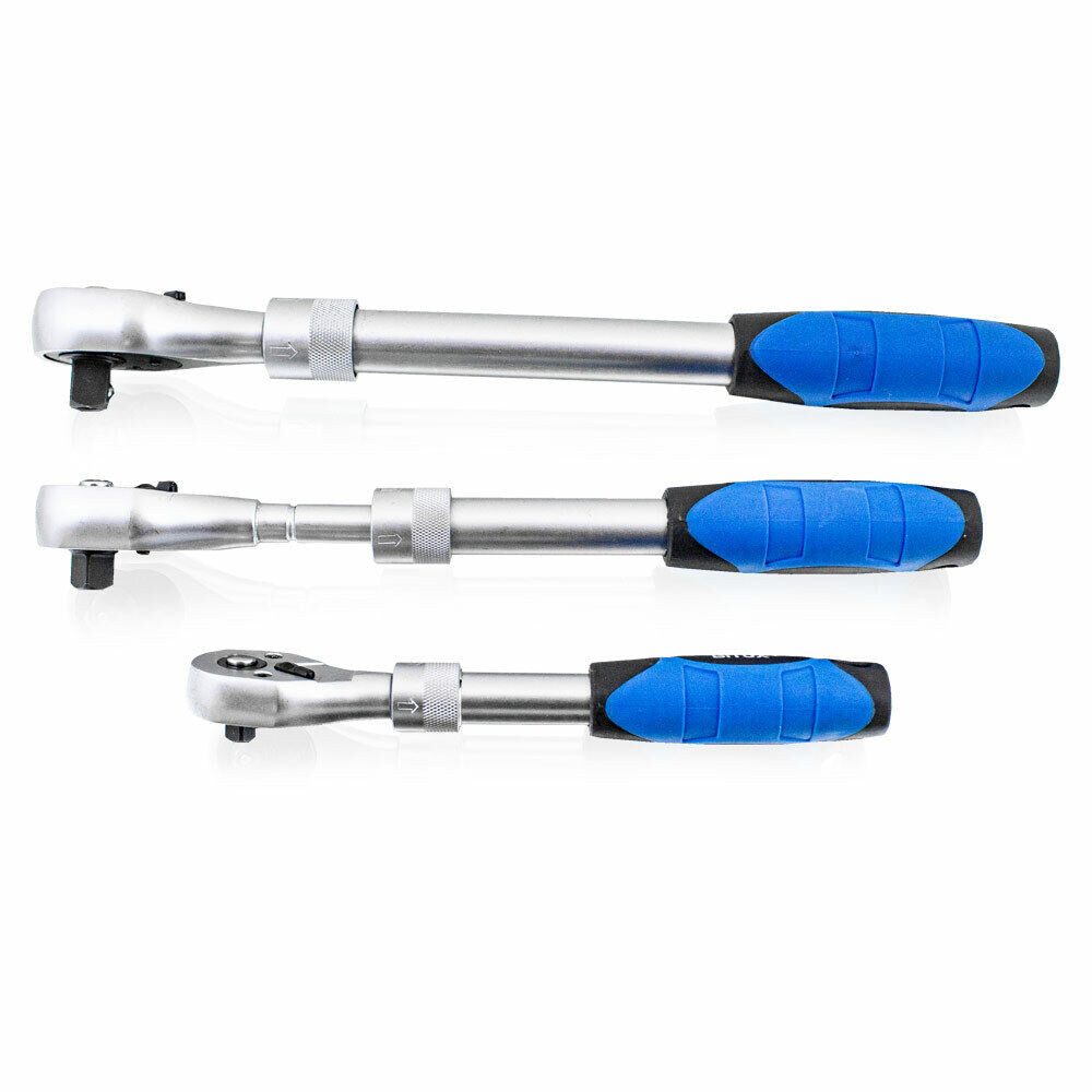 Bituxx Ratsche Teleskop Ratschen Set 3-tlg. 1/2 Zoll 3/8 Zoll 1/4 Zoll (3 St., MS-17464)