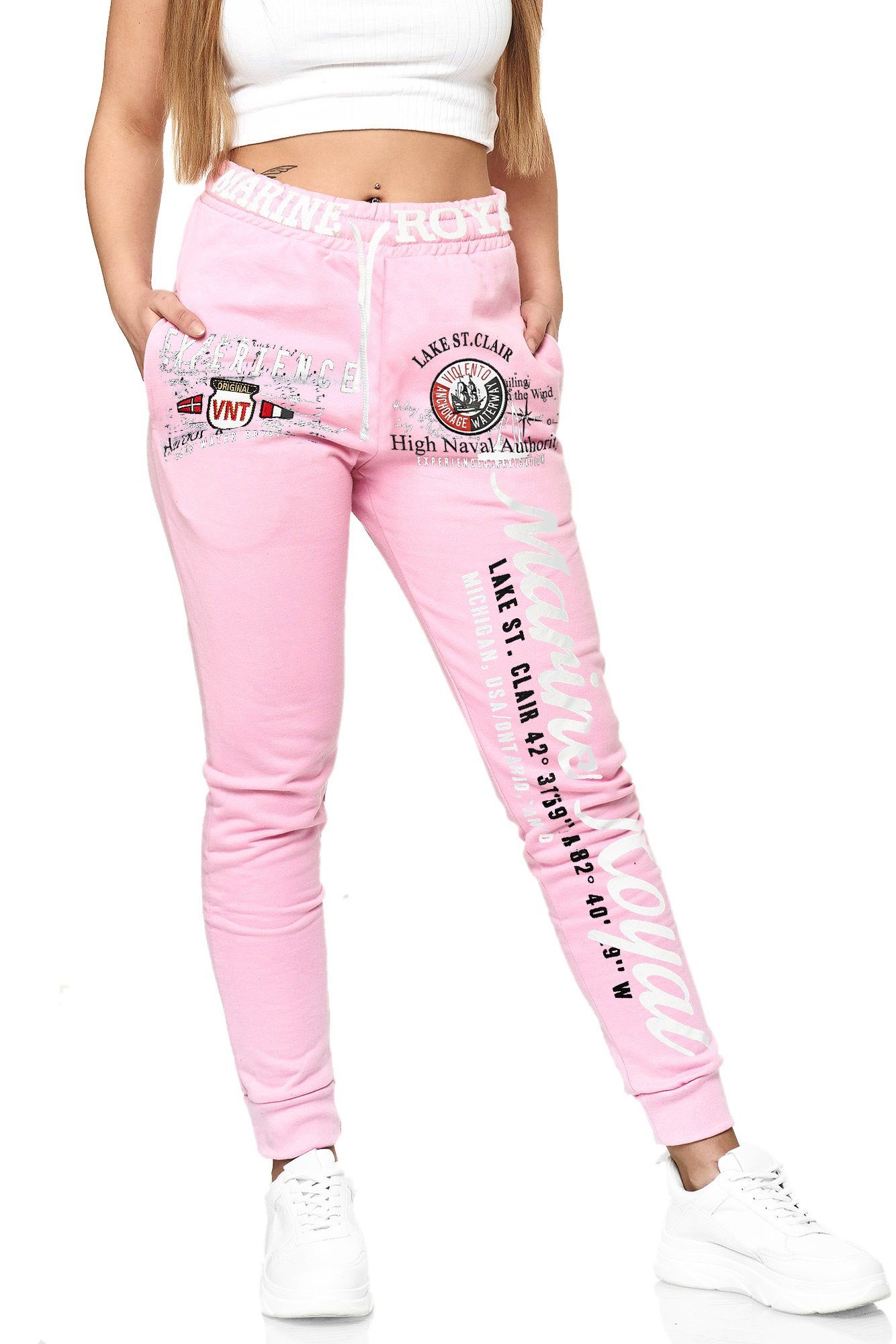 Jogginghose Damen JoggingHOSE lang, Trainingshose Baumwolle, Sporthose mit Bündc