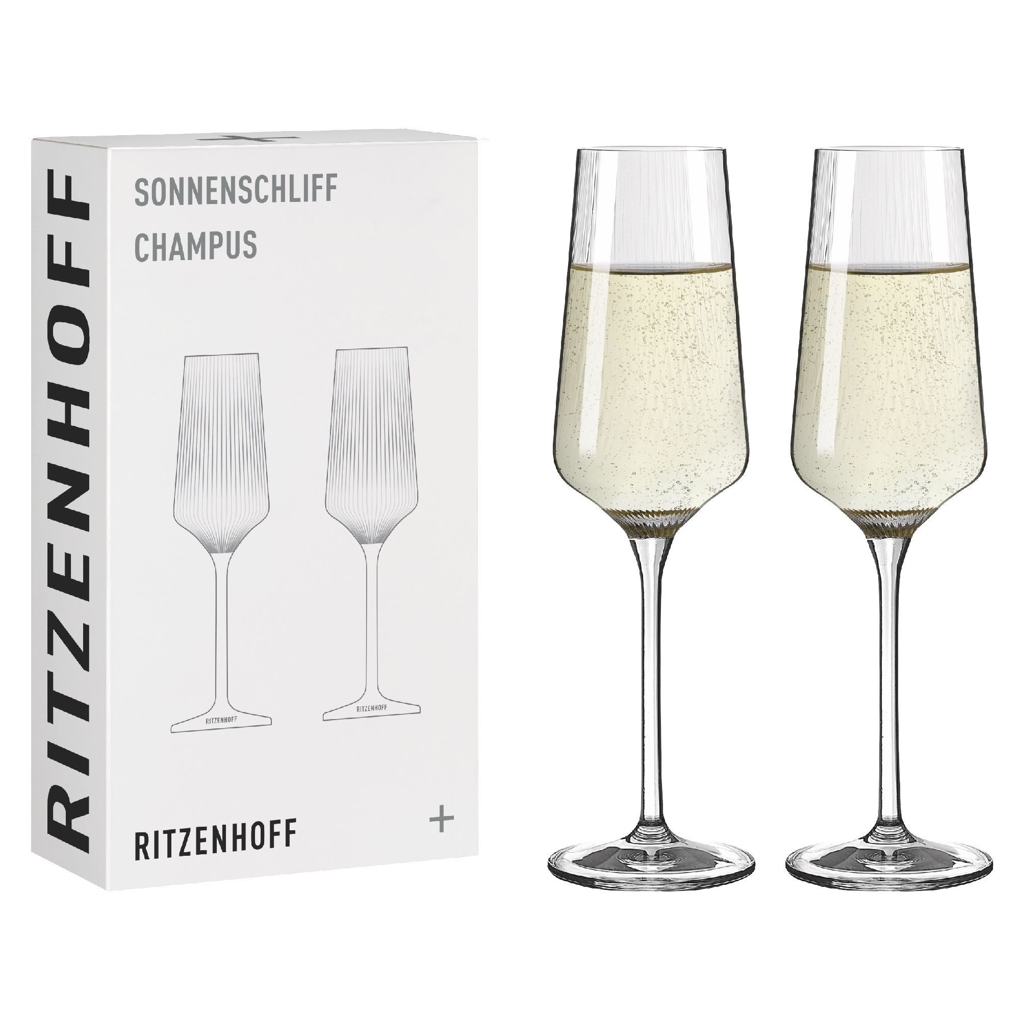 Ritzenhoff Sektglas Sonnenschliff, Glas, Spülmaschinengeeignet, Transparent, Motiv: Uni