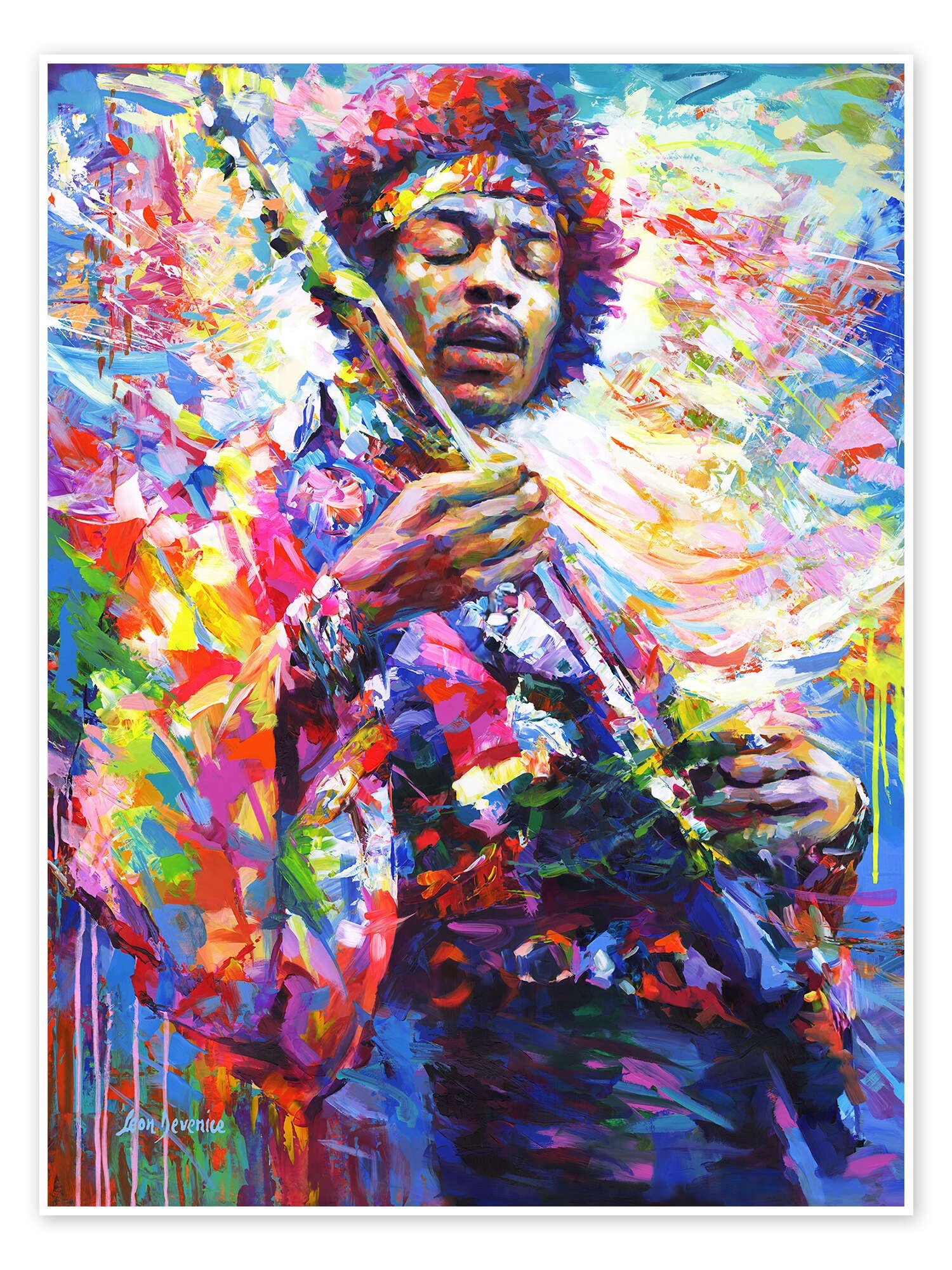 Posterlounge Wandbild Jimi Hendrix II, Leon Devenice, erhältlich als Poster, Leinwandbild, Wandsticker oder Acrylglasbild