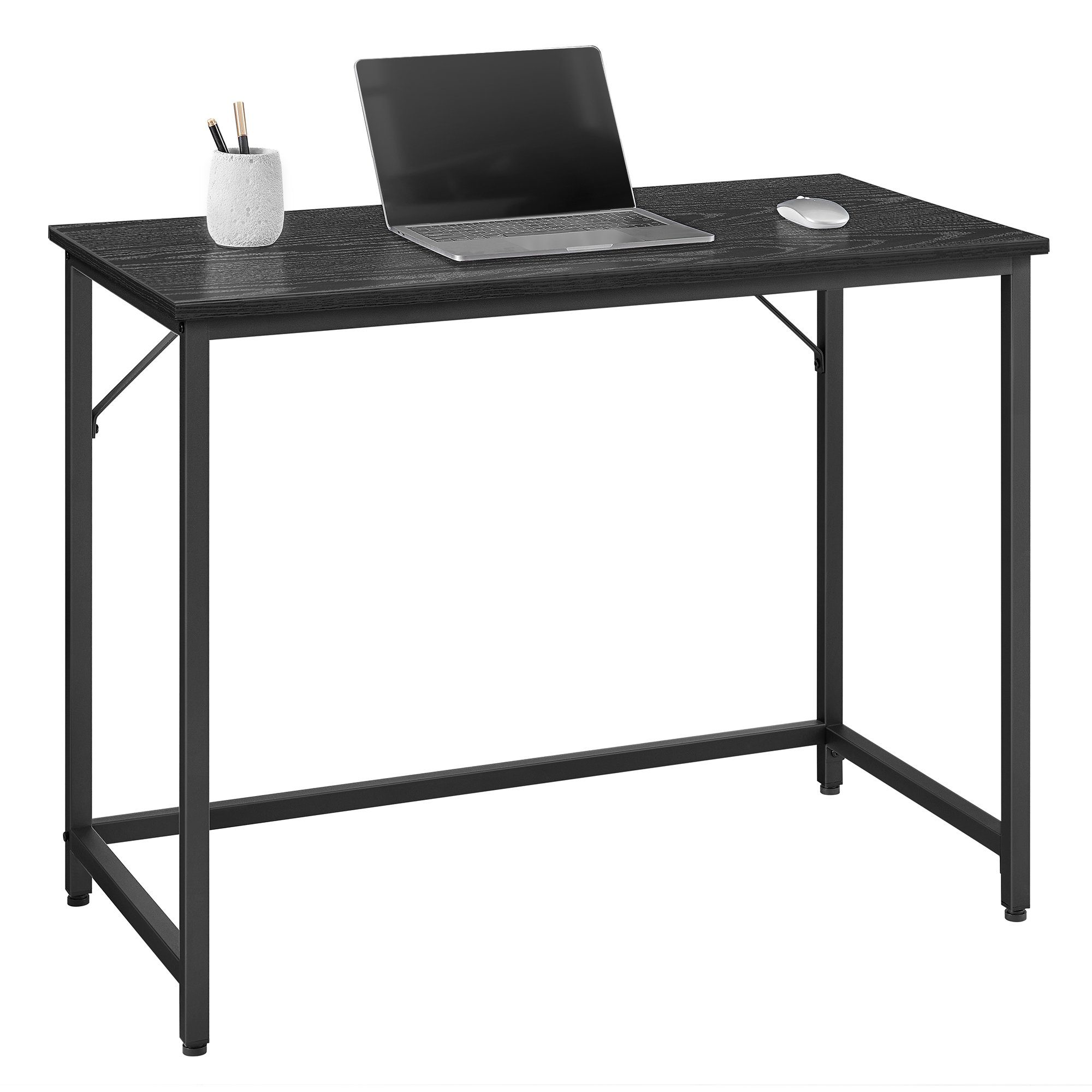 VASAGLE schwarz Schwarz | | Schwarz Schreibtisch einfacher cm, Computertisch, Aufbau 80/100/120/140
