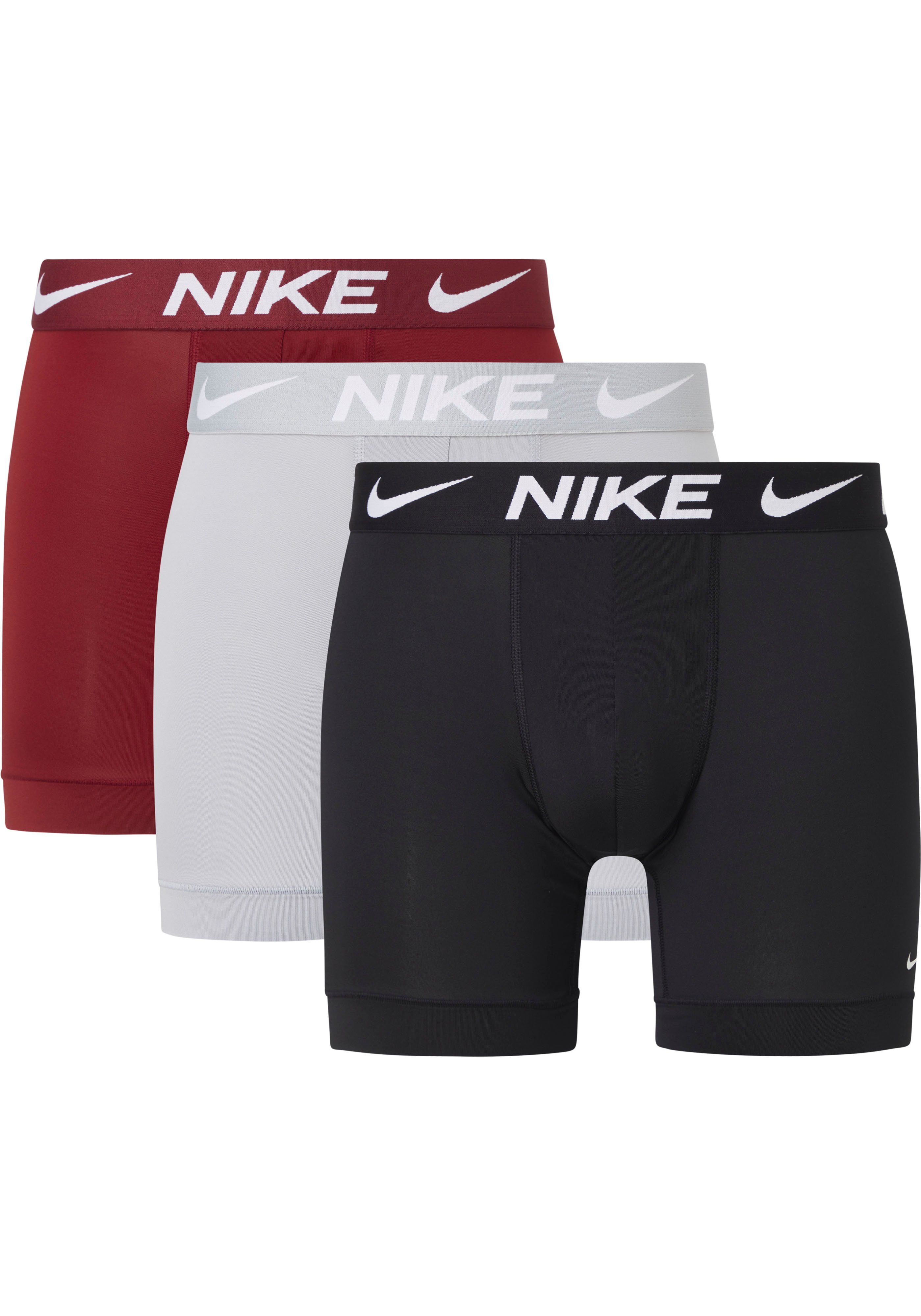 NIKE Underwear Boxer BOXER BRIEF 3PK (Packung, 3-St., 3er-Pack) mit Nike Logo-Elastikbund TEAM-RED/WOLF-GREY/BLACK