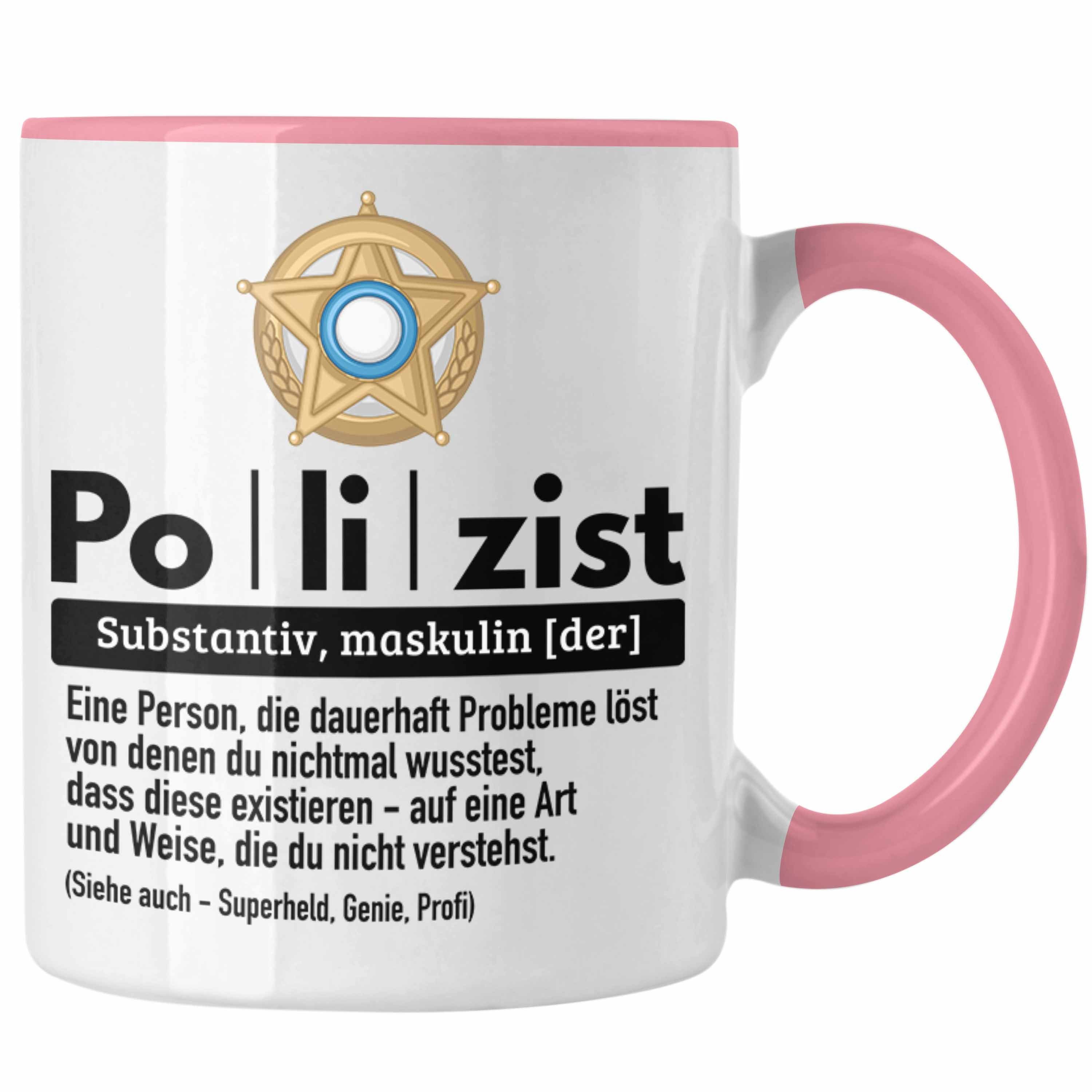 Trendation Tasse Polizist Tasse Geschenk Lustiger Spruch Definition Bester Polizei Rosa