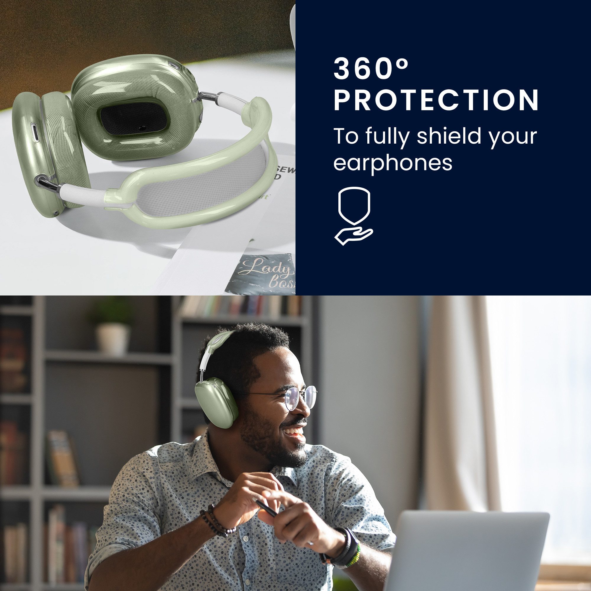 kwmobile Kopfhörer-Schutzhülle 3in1 Kopfhörer Cover für Apple AirPods Max / AirPods Max 2, Hülle TPU Ohrhörer Schutzhülle 360° Headphone Case