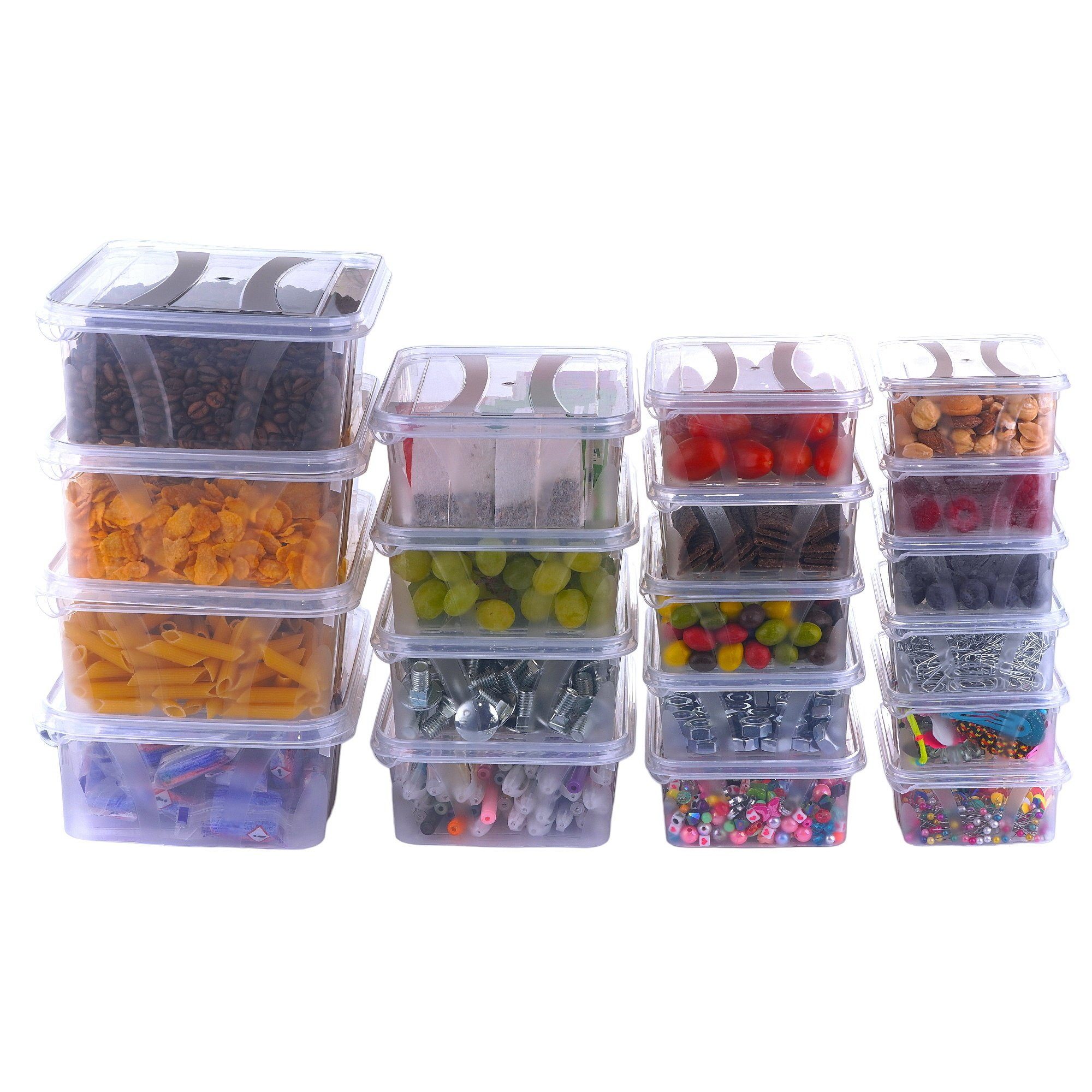 Logiplast Aufbewahrungsbox 32er- Set - jeweils 8 x 0,4 Ltr., 0,7 Ltr., 1,2 Ltr u. 2,1 Ltr. (Spar-Set, 32 Dosen), lebensmittelecht, als Gefrierdose geeignet, spülmaschinenfest