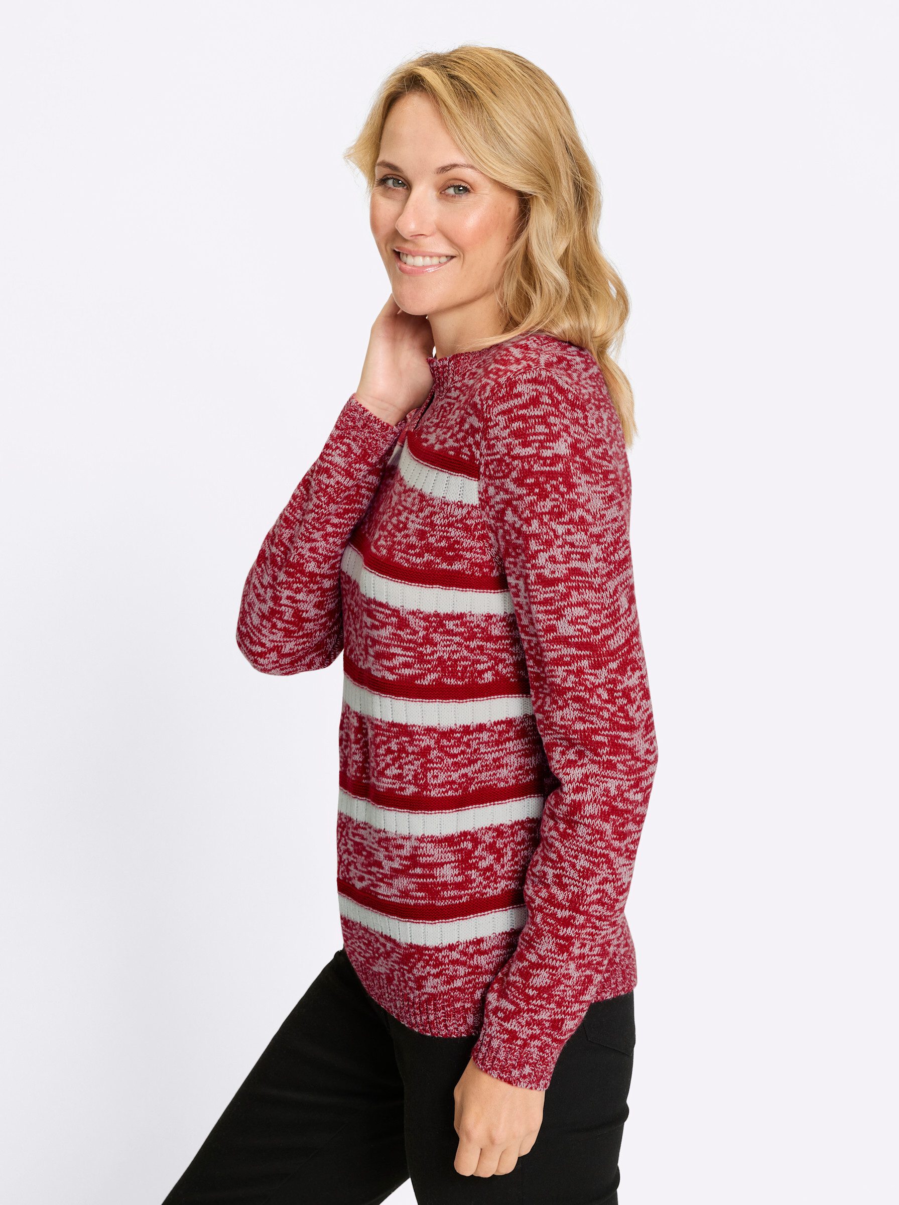 Sieh an! Strickpullover Ringel-Pullover Langarm Mustermix gestrickt