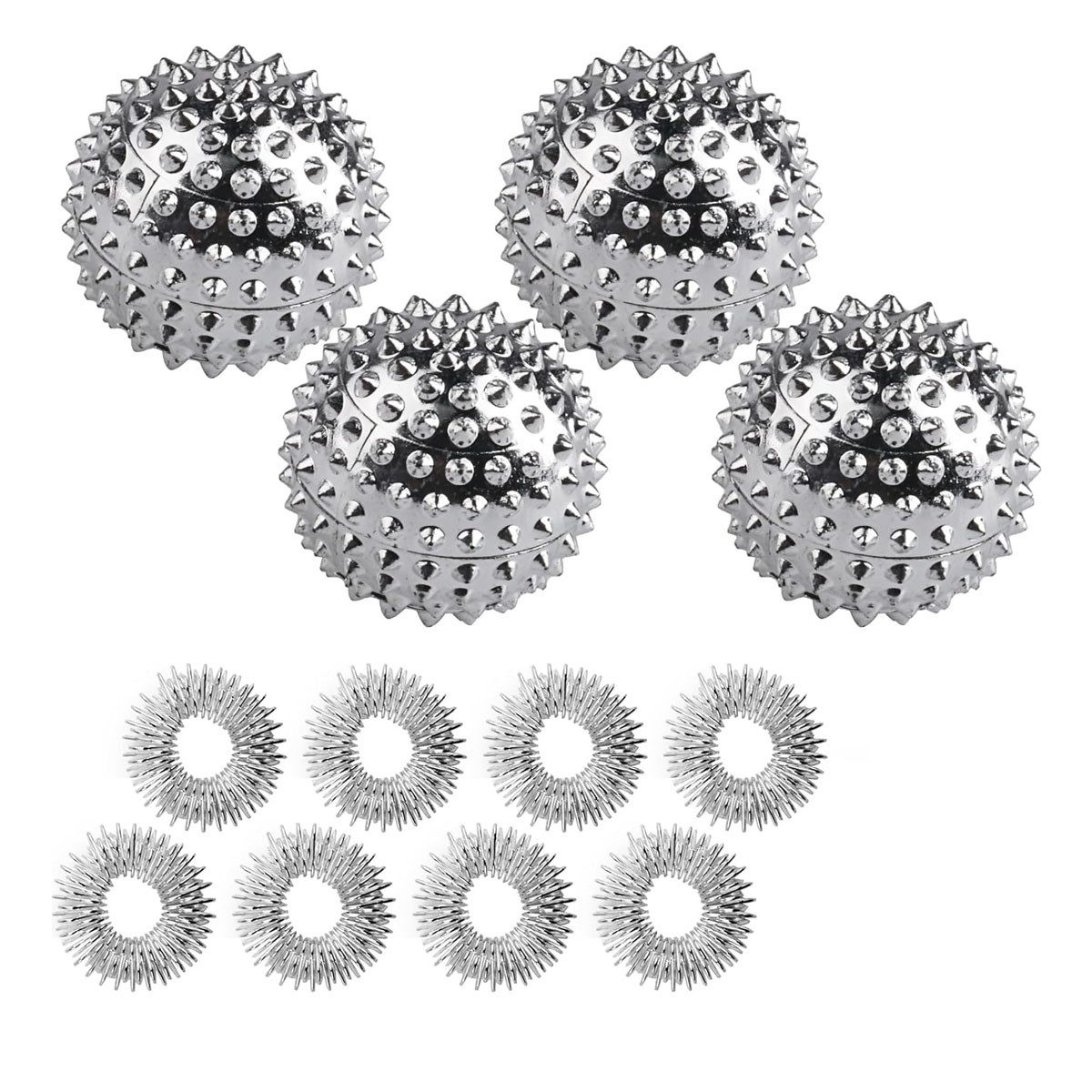 FELIXLEO Massageball 4 Stück Igelball Massage Set mit 8 Akupressurringen Skills, 1-tlg.