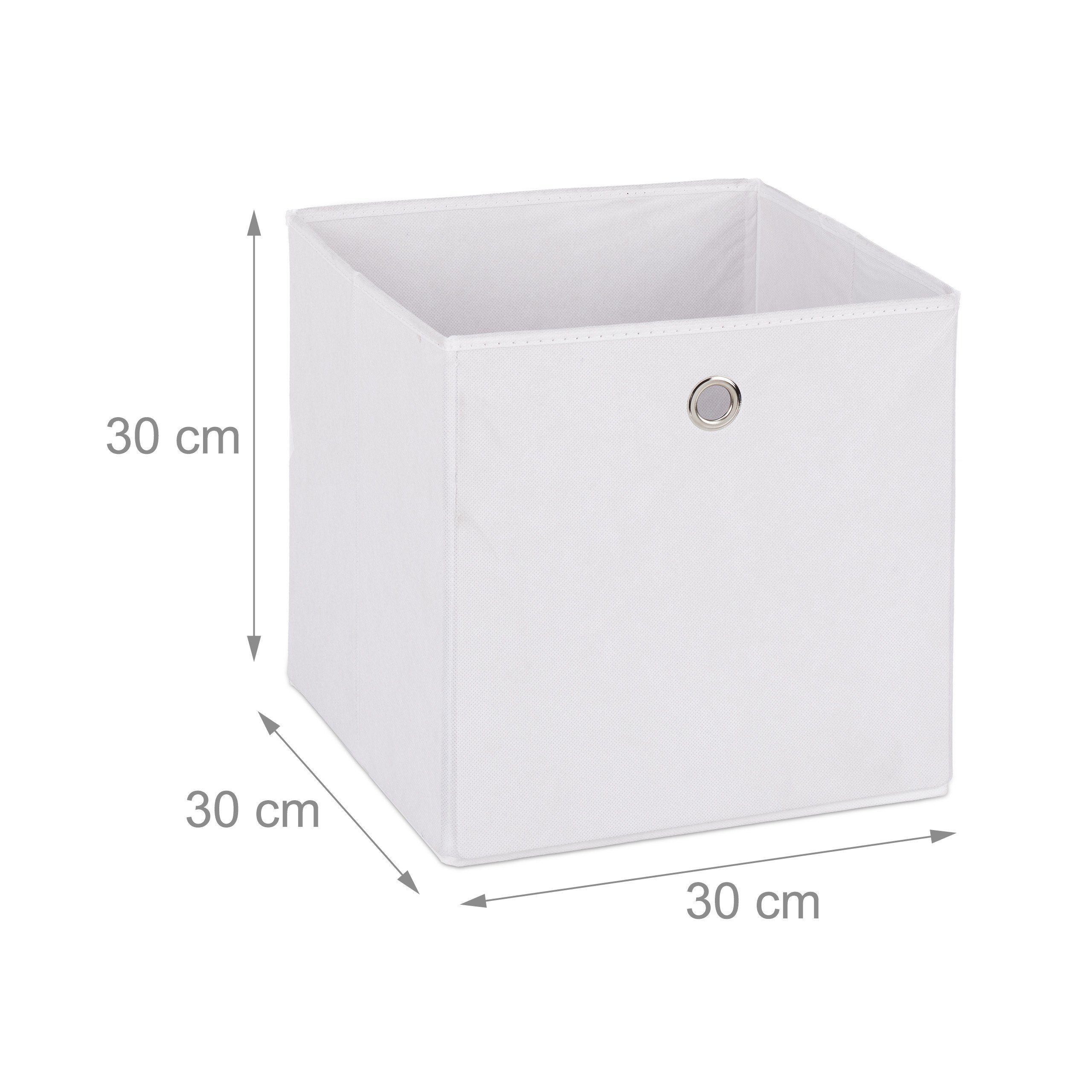 relaxdays Aufbewahrungsbox 6 x Aufbewahrungsbox Stoff weiß (6 St) – Bild 4 von 5