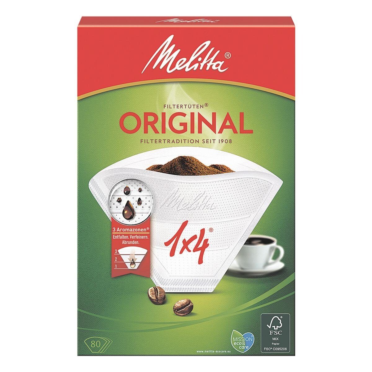 Melitta Papierfilter 1x4 Aroma, Papier, 1x4