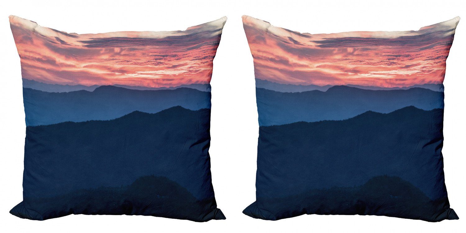 Appalachian (2 Landschaft Abakuhaus Digitaldruck, Accent Kissenbezüge Stück), Doppelseitiger Blue Modern Ridge