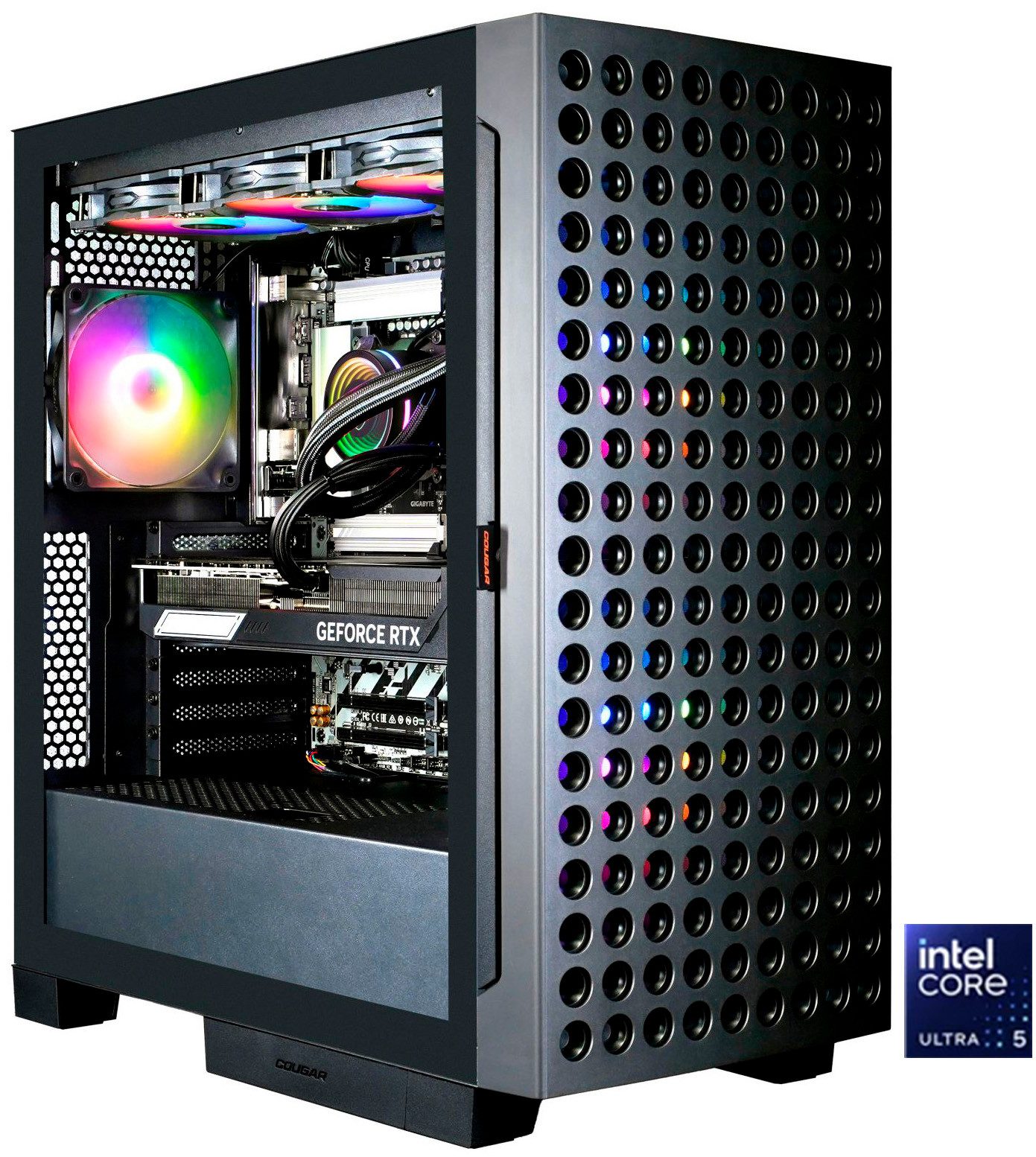 Cougar AIRFACE ECO BK Intel Core Ultra 5 250KF Plus 32GB DDR5 1TB SSD Gaming-PC (Intel® Core Ultra 5 250KF Plus, RTX 5060 Ti, 32 GB RAM, 1000 GB SSD, Wasserkühlung, Windows 11, DDR5 RAM)