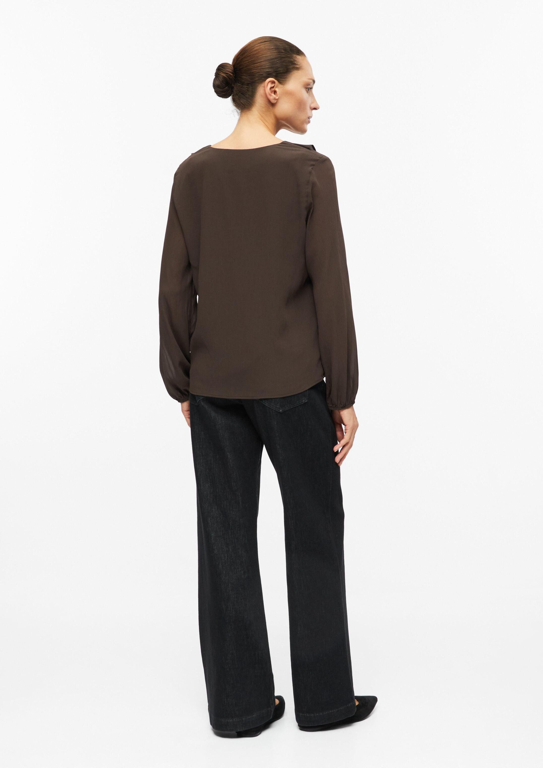 s.Oliver Langarmbluse Bluse Crêpe-Bluse mit Volants