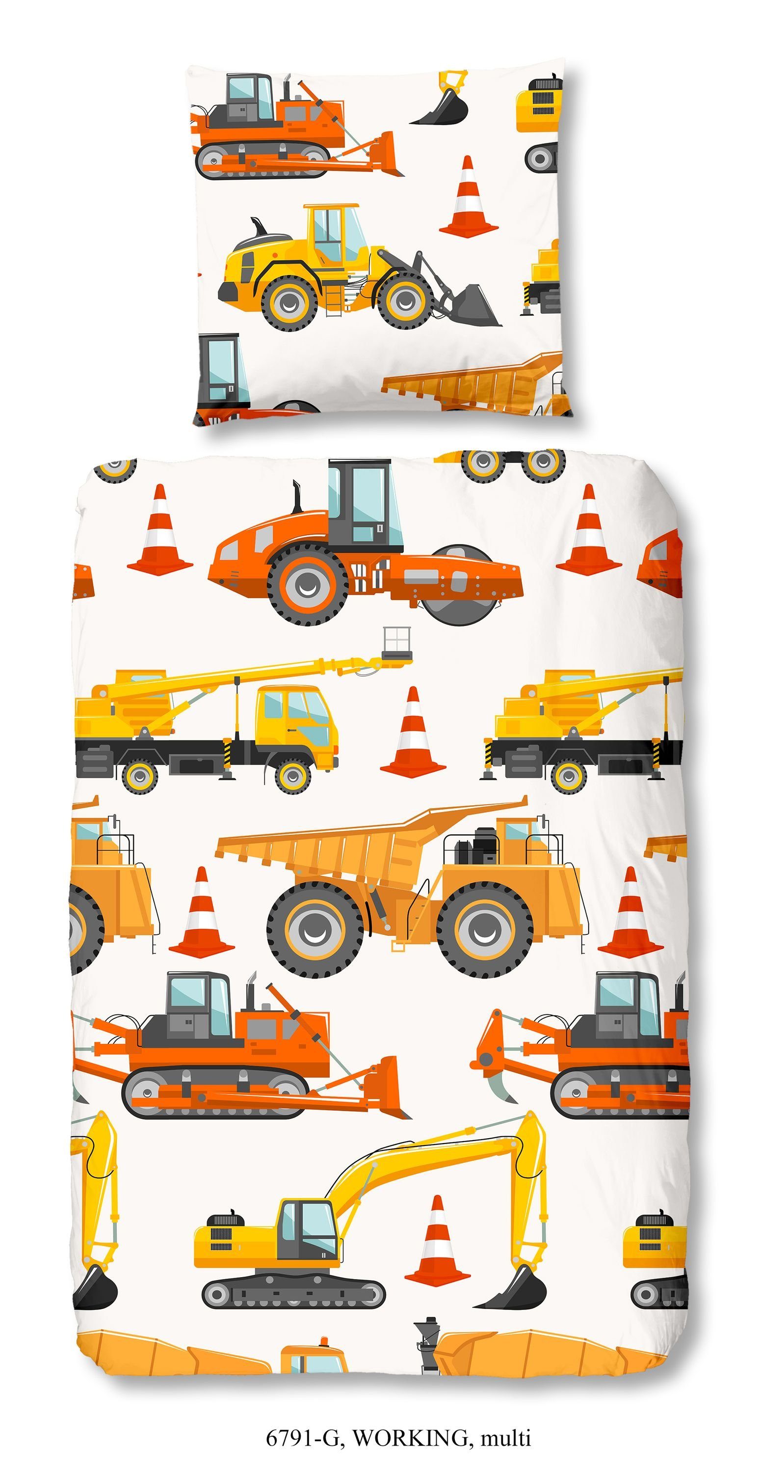 good morning Bettwäsche Baumwolle, Renforcé, 2 teilig, Baustellenfahrzeuge günstig online kaufen