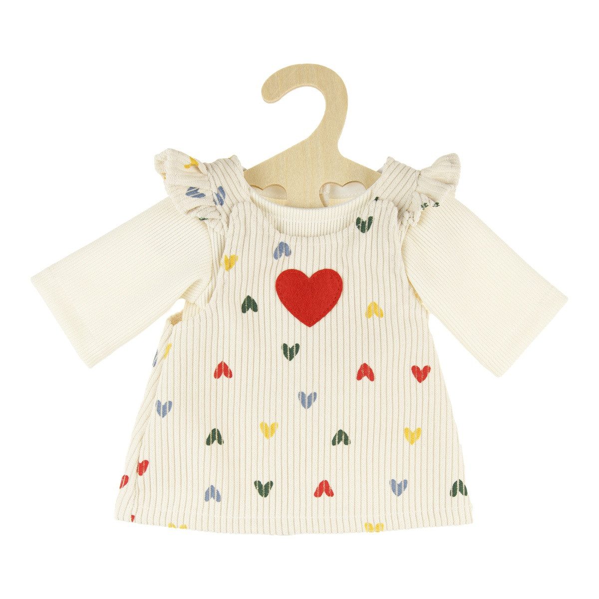 Heless Puppenkleidung Puppen-Kordkleid Herz-Konfetti mit T-Shirt beige Größe 28-35cm