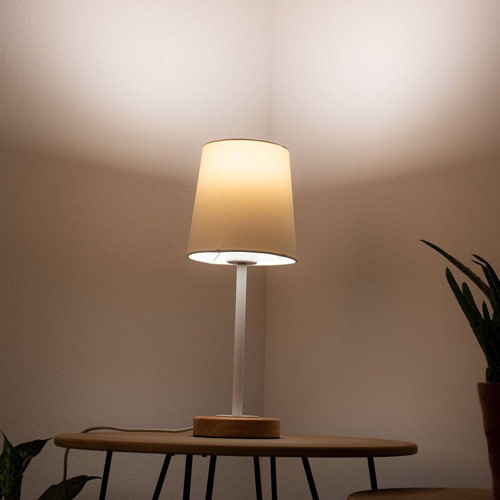 Leuchte Zimmer LED Tischleuchte, Wohn Nacht-Licht LED etc-shop Tisch Warmweiß, Lampe inkl. inklusive, Lese im Set Holz Leuchtmittel