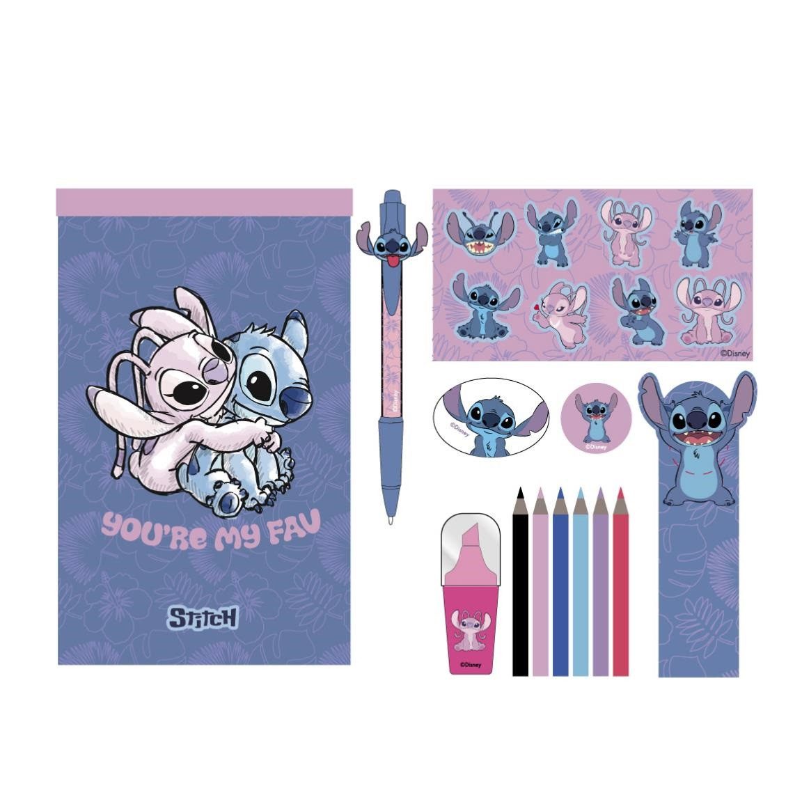 Thumbnail - Lilo & Stitch Schreibtischunterlage Stationery Set für Kinder Geschenkset mit Buntstiften & Schreibzubehör