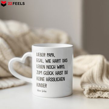 22Feels Tasse Papa Geschenk Vatertag von Sohn Vater Geburtstag Kaffeetasse Mann, Keramik, Made In Germany, Spülmaschinenfest, Herzhenkel