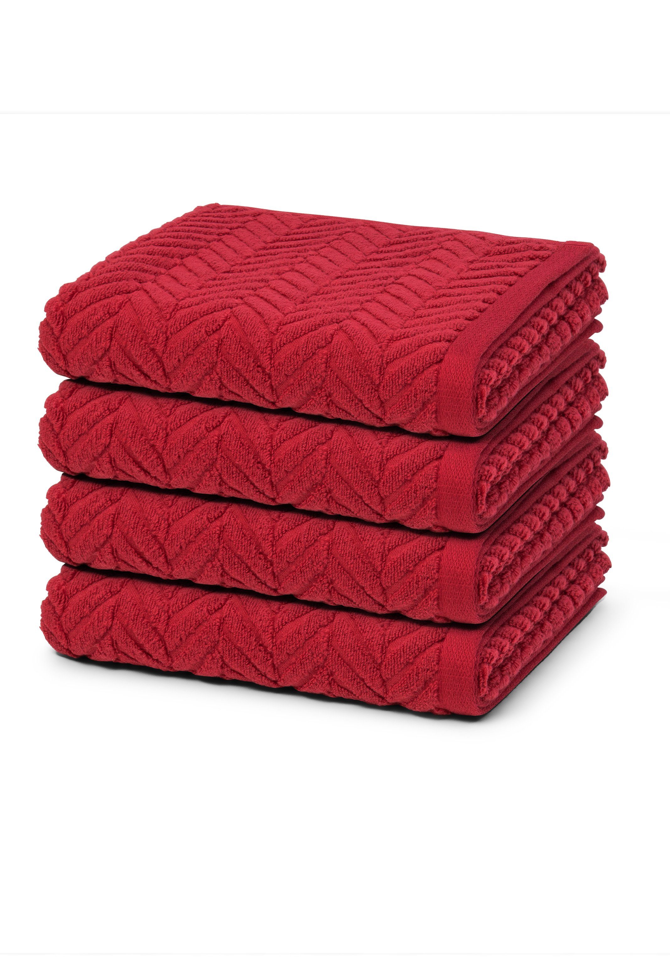 ROSS Handtuch Set Sensual Skin, Walkfrottee, (Spar-Set, 4-tlg), 4 X Handtuch im Set - Baumwolle - Schnelltrocknend Vino