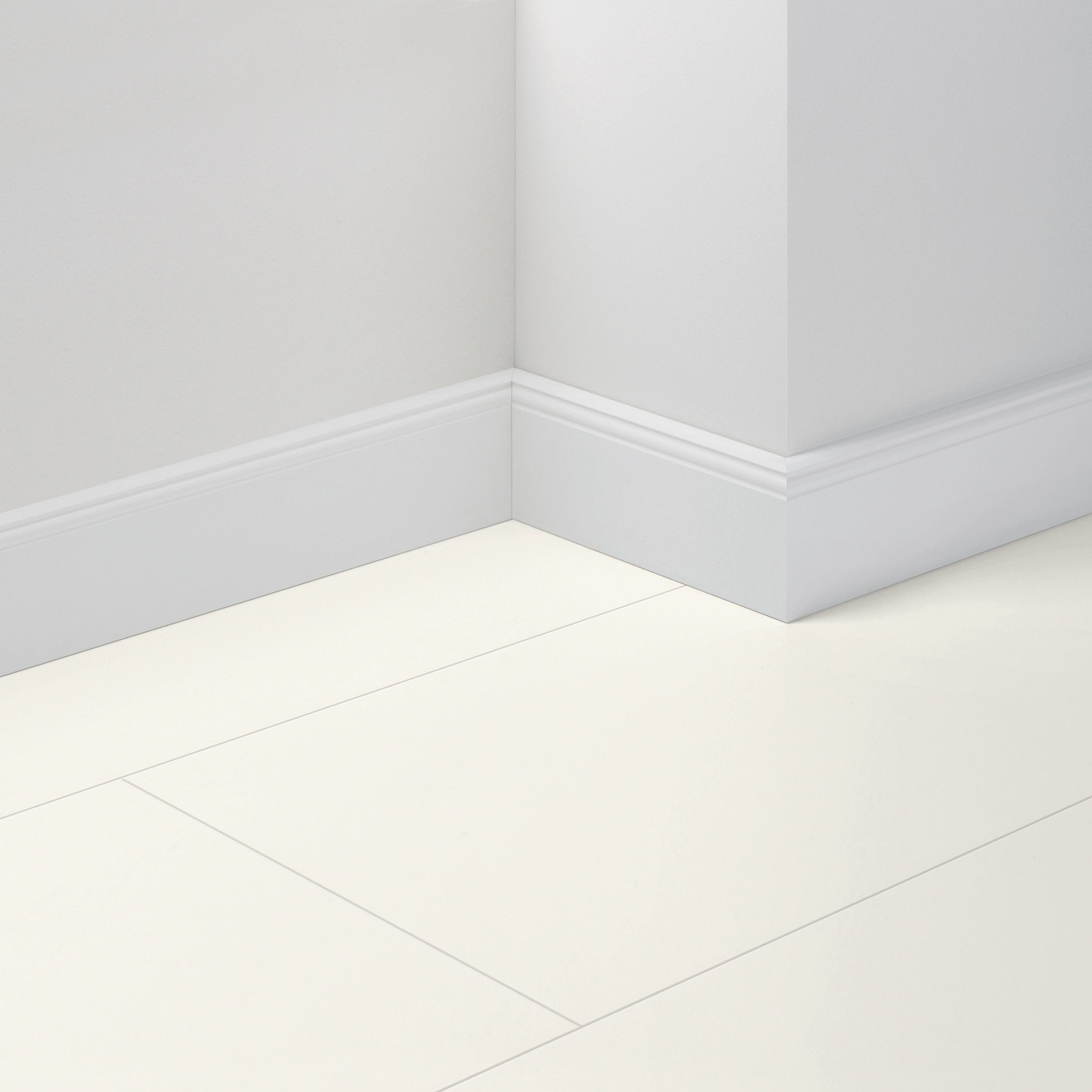 PARADOR Sockelleiste HL 3 Uni weiß D002, L: 220 cm, H: 10.5 cm, Made in Germany, 1-St., Nachhaltig, Vollummantelt im Kantenbereich, Verwindungsfrei, Mit MDF-Kern