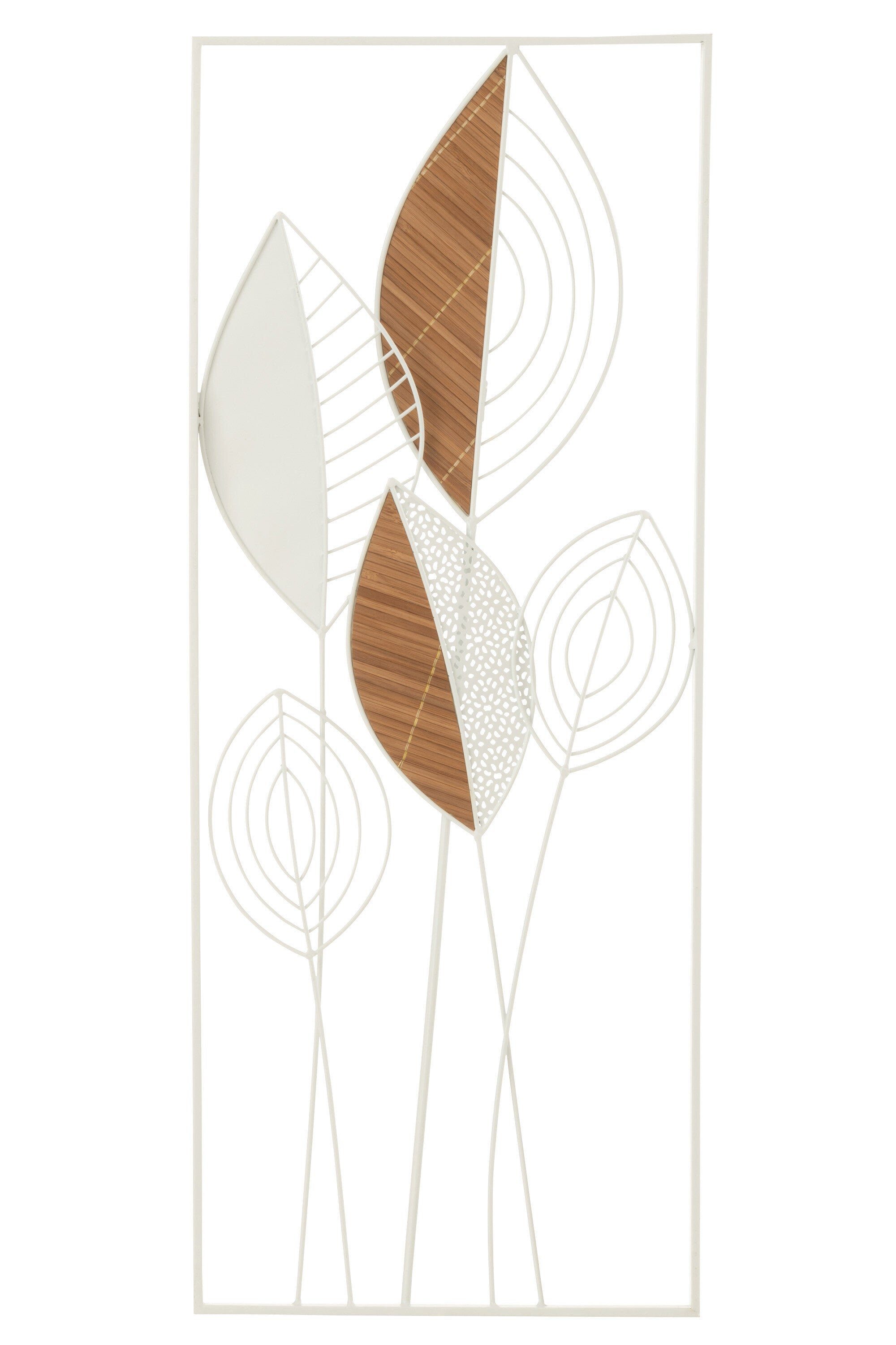 MF Dekoobjekt Edle Blätter Wanddeko aus Metall/Bambus in Weiß