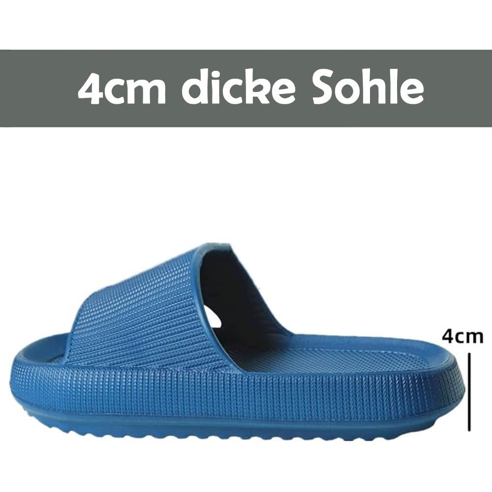 HoyoLee Hausschuhe EVA Superweich Rutschfest Badeschuhe Schlappen Damen Blau Hüttenschuhe Badeschuhe Herren Damen Slipper Schlappen Wolke rutschfeste Flip Flops