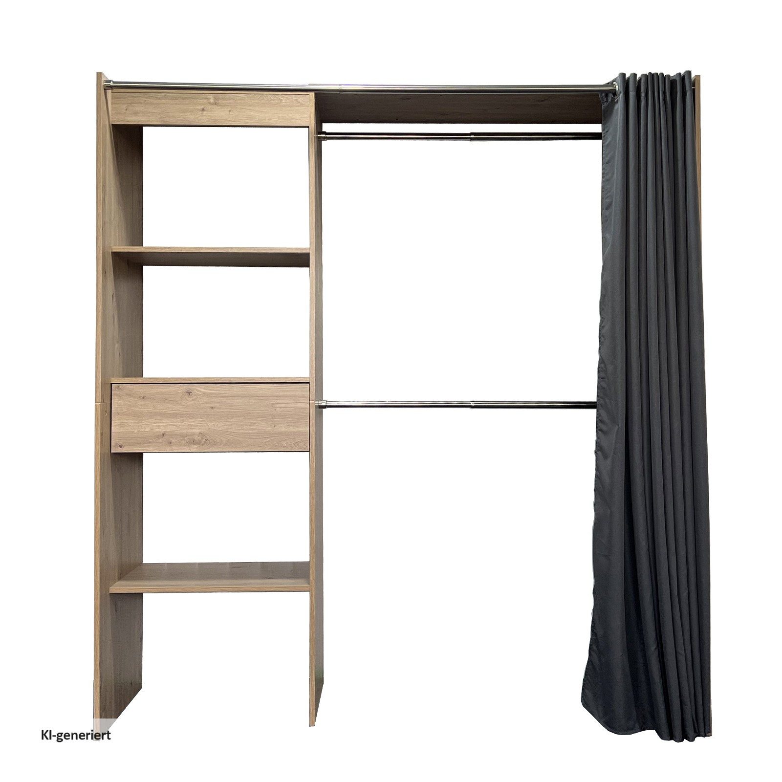 HTI-Living Garderobenständer Offene Garderobe mit Vorhang Artisaneiche, (Stück, 1 St., 1 Garderobe) – Bild 2 von 3