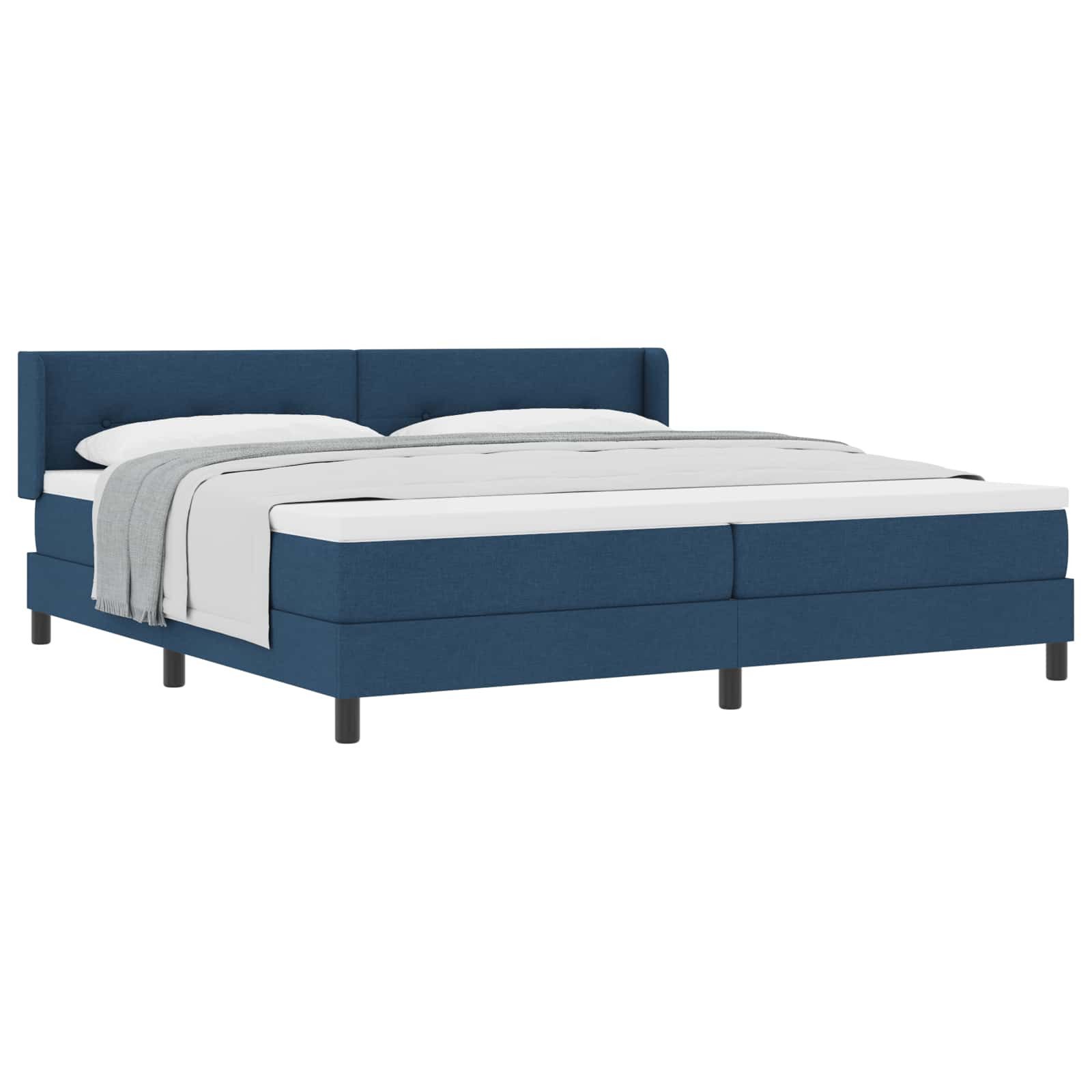Bett Boxspringbett mit Kopfteil Blau 200 x 200 cm Stoff