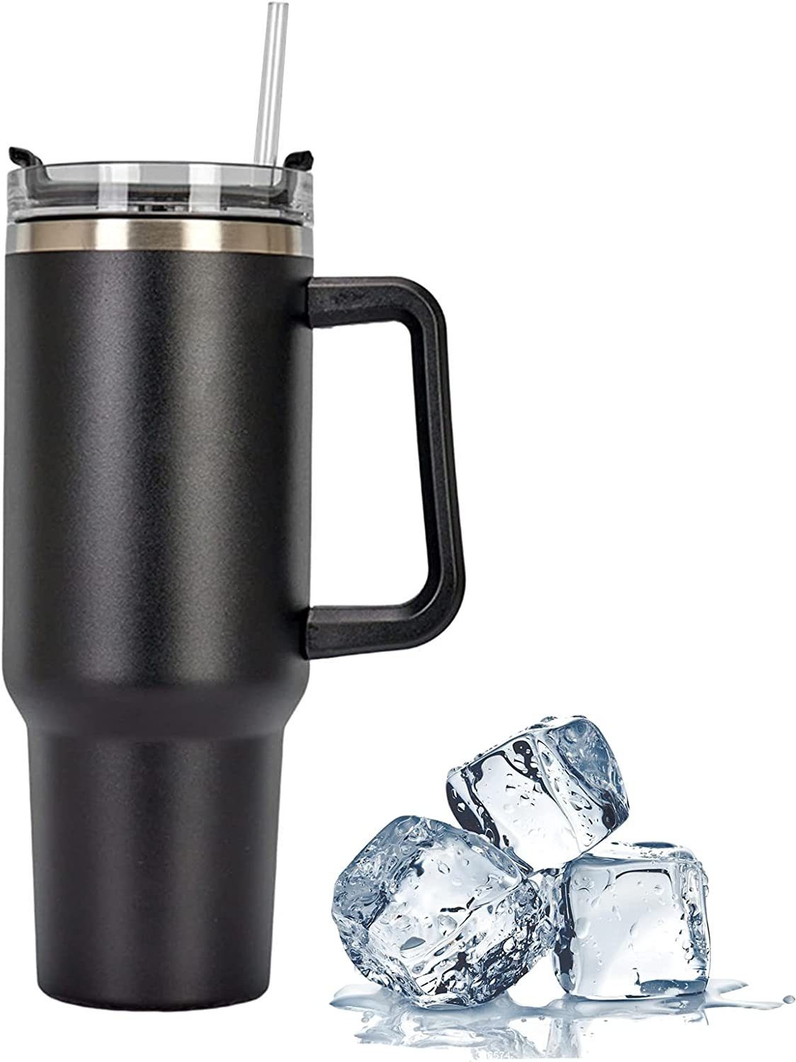 Schwarz ErbseT Thermobecher Stroh 40oz Kaffeebecher,Edelstahl mit Isolierbecher Vakuum