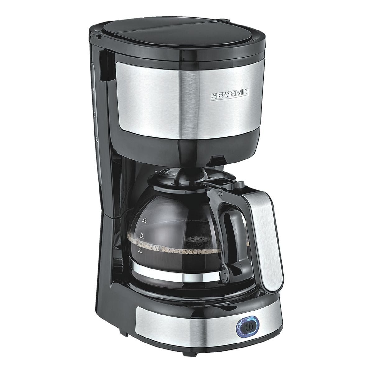 Severin Filterkaffeemaschine, 0.56l Kaffeekanne, Kaffeemaschine Slim-Design mit Glaskanne, bis 4 Tassen, 750 Watt