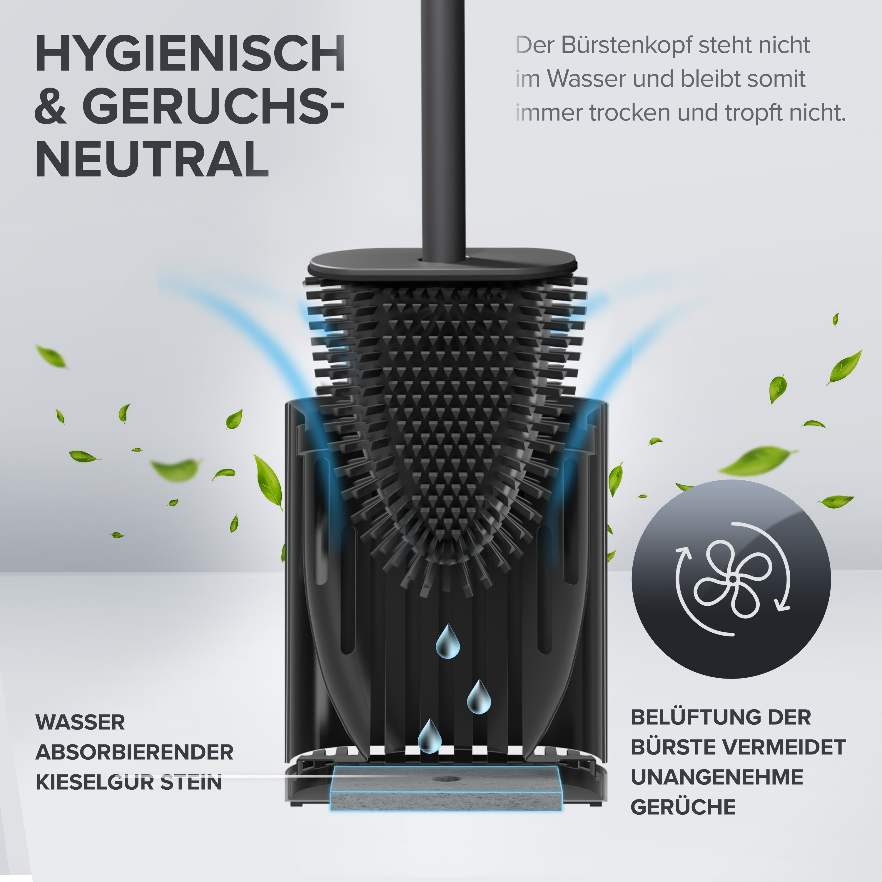 ovimar WC-Reinigungsbürste, (1-tlg), aus Edelstahl in Schwarz zur Wandmontage (optional)