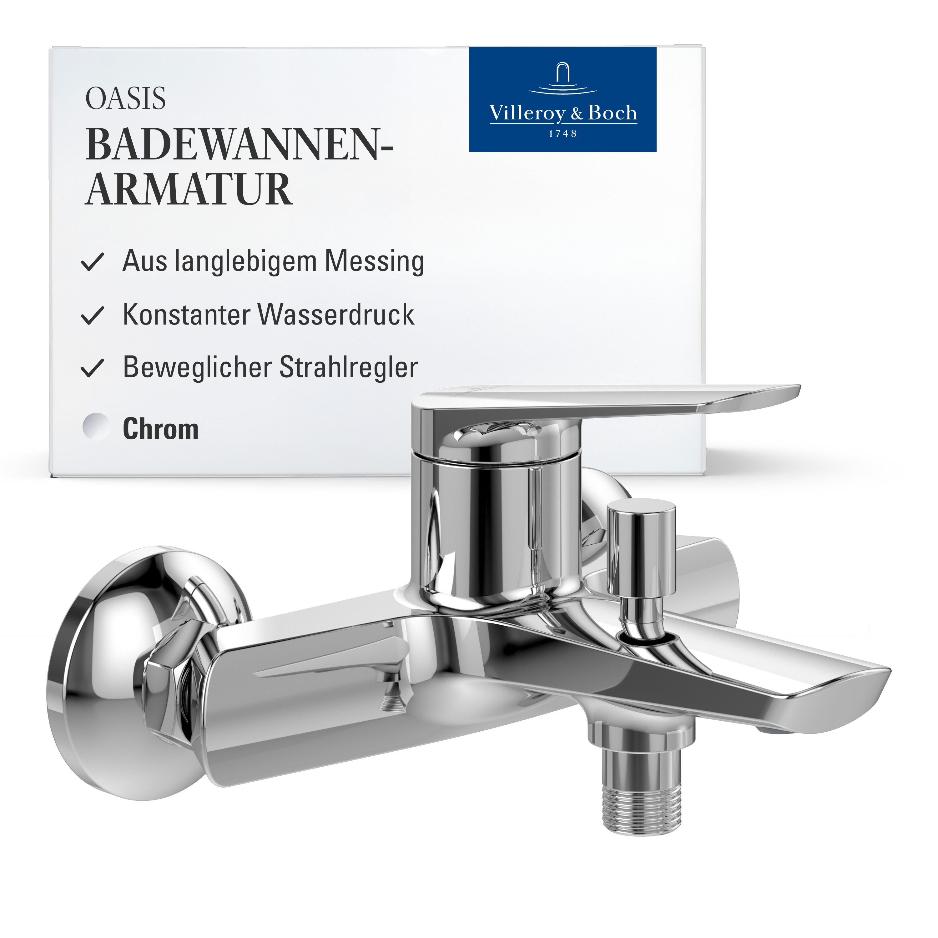 Villeroy & Boch Wannenarmatur Oasis Aufputz Wasserhahn Badewanne mit Rückfl günstig online kaufen