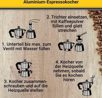 Krüger Espressokocher Italiano, 0,7l Kaffeekanne, traditionell italienisch, aus Aluminium, mit Silikon-Dichtungsring
