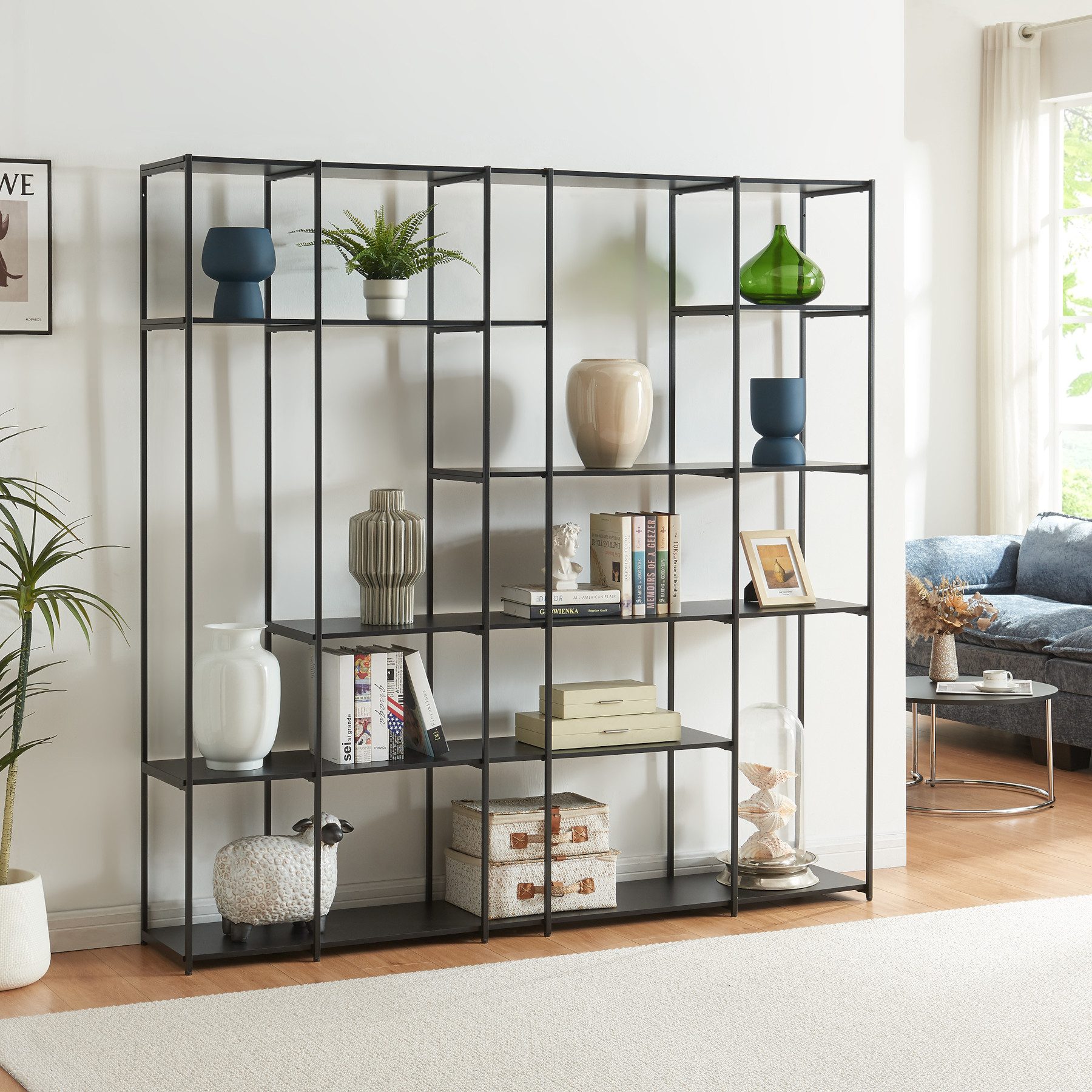en.casa Standregal, »Rælingen« Metallgestell 180x180x33 cm Schwarz günstig online kaufen