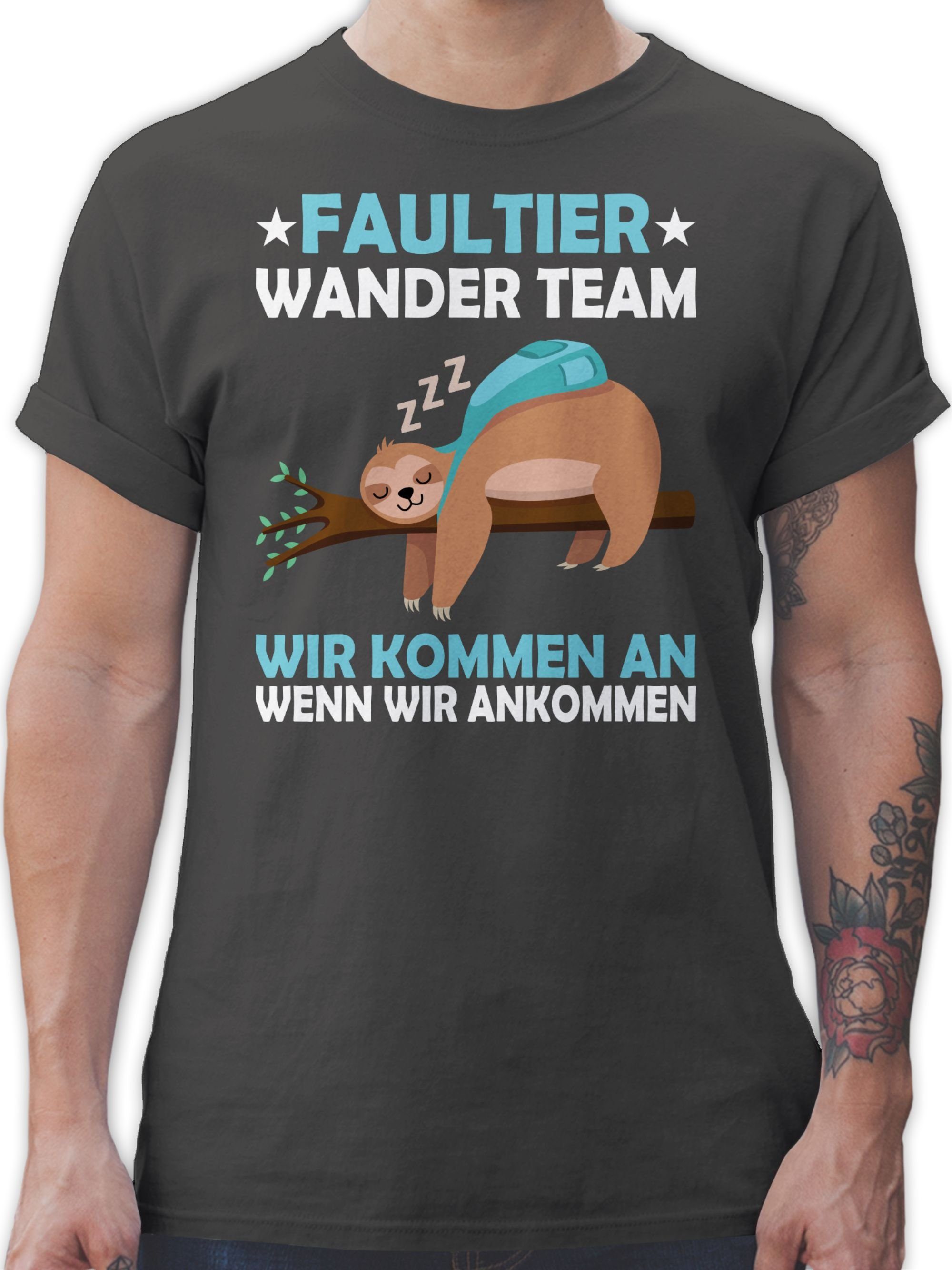 Shirtracer T-Shirt Faultier Wander Team Hiking Sprüche Statement mit Spruch 03 Dunkelgrau