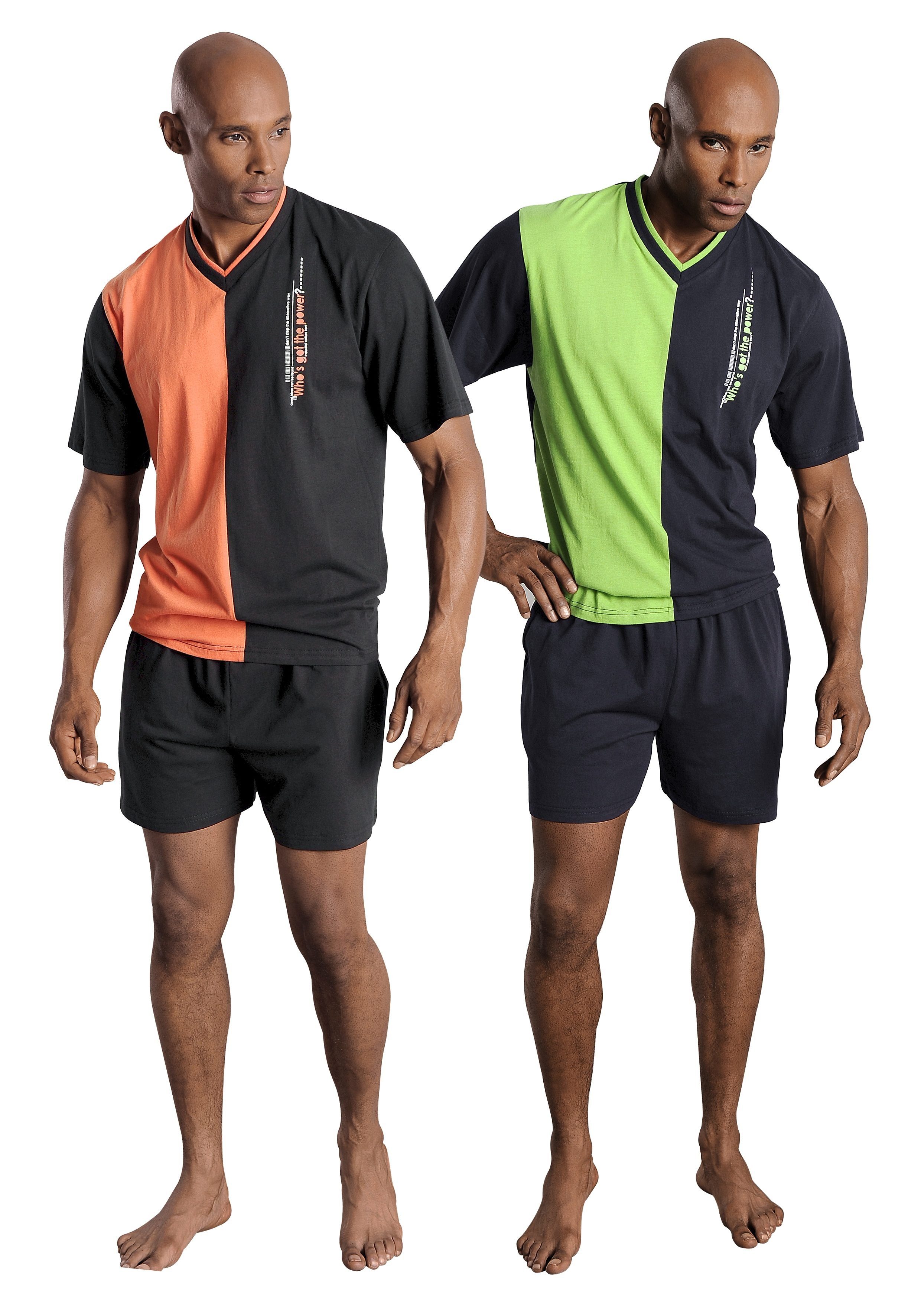 le jogger Pyjama, (Packung, 4 tlg., 2 Stück), mit kontrastfarbigen Einsätze günstig online kaufen