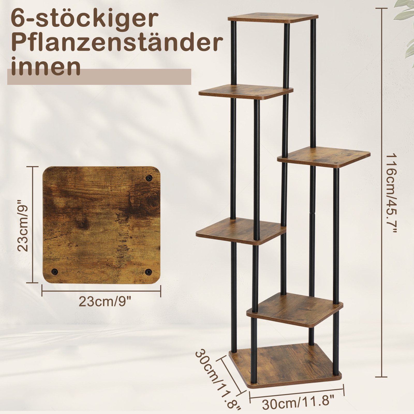 LALAHO Blumenständer Blumenständer Blumenständer 6 Etagen Blumenregal, 116.00x30.00x30.00cm