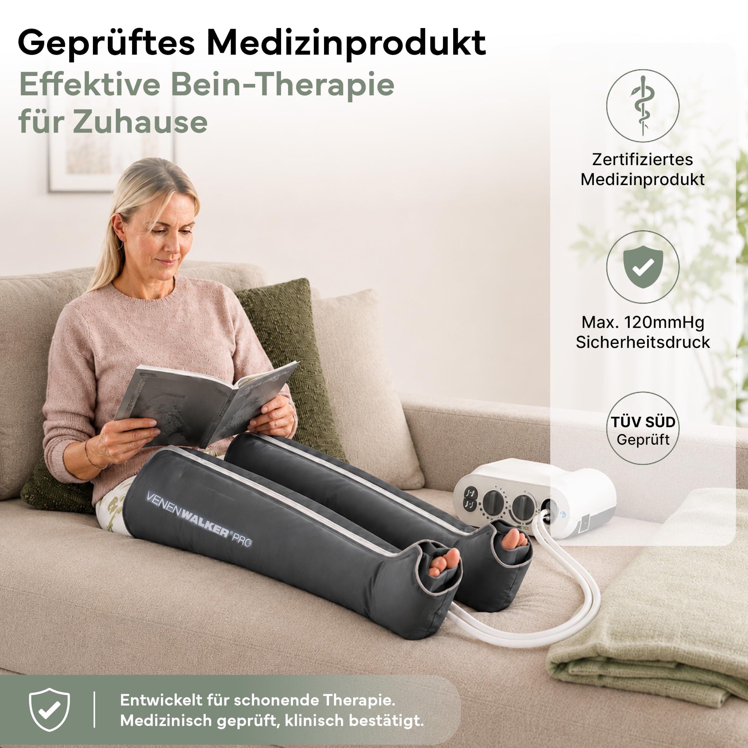 VenenWalker Venentrainer VenenWalkerPro2 Venen-Therapiegerät zur Lymphdrainage, mit professioneller Wechseldrucktechnik & innenliegenden Kammern – Bild 2 von 5