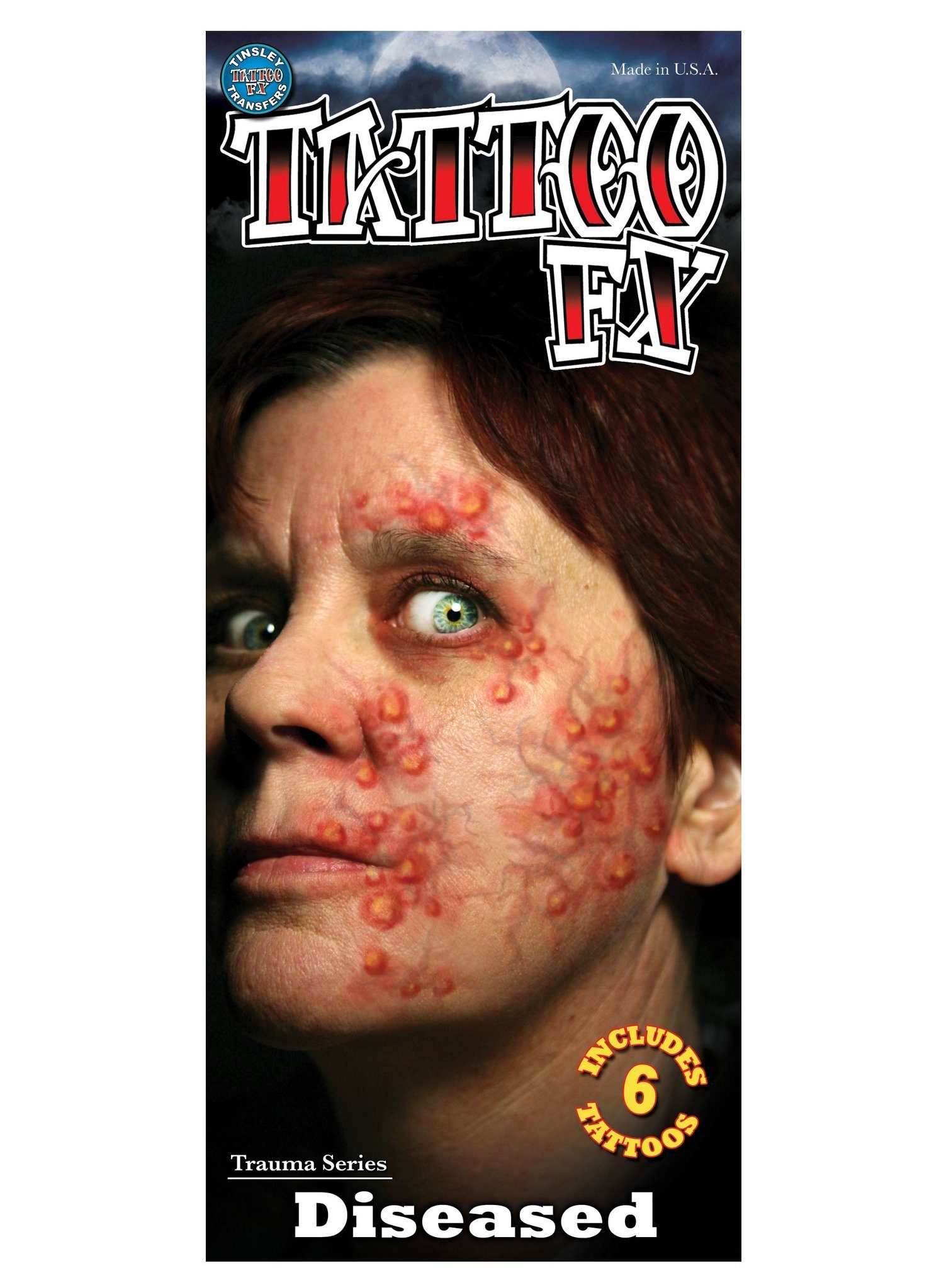 Tinsley Театральный грим Pestbeule Gesicht Klebetattoo für Halloween Kostüm, Temporäres Effekt-Tattoo in beeindruckend realistischer Hollywood-Qua