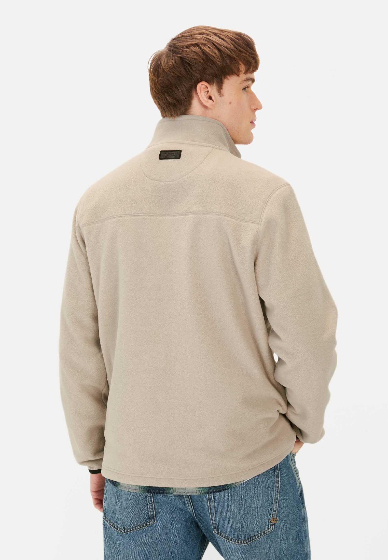camel active Fleecejacke mit Stehkragen Langarm Stehkragen Markenlogo günstig online kaufen