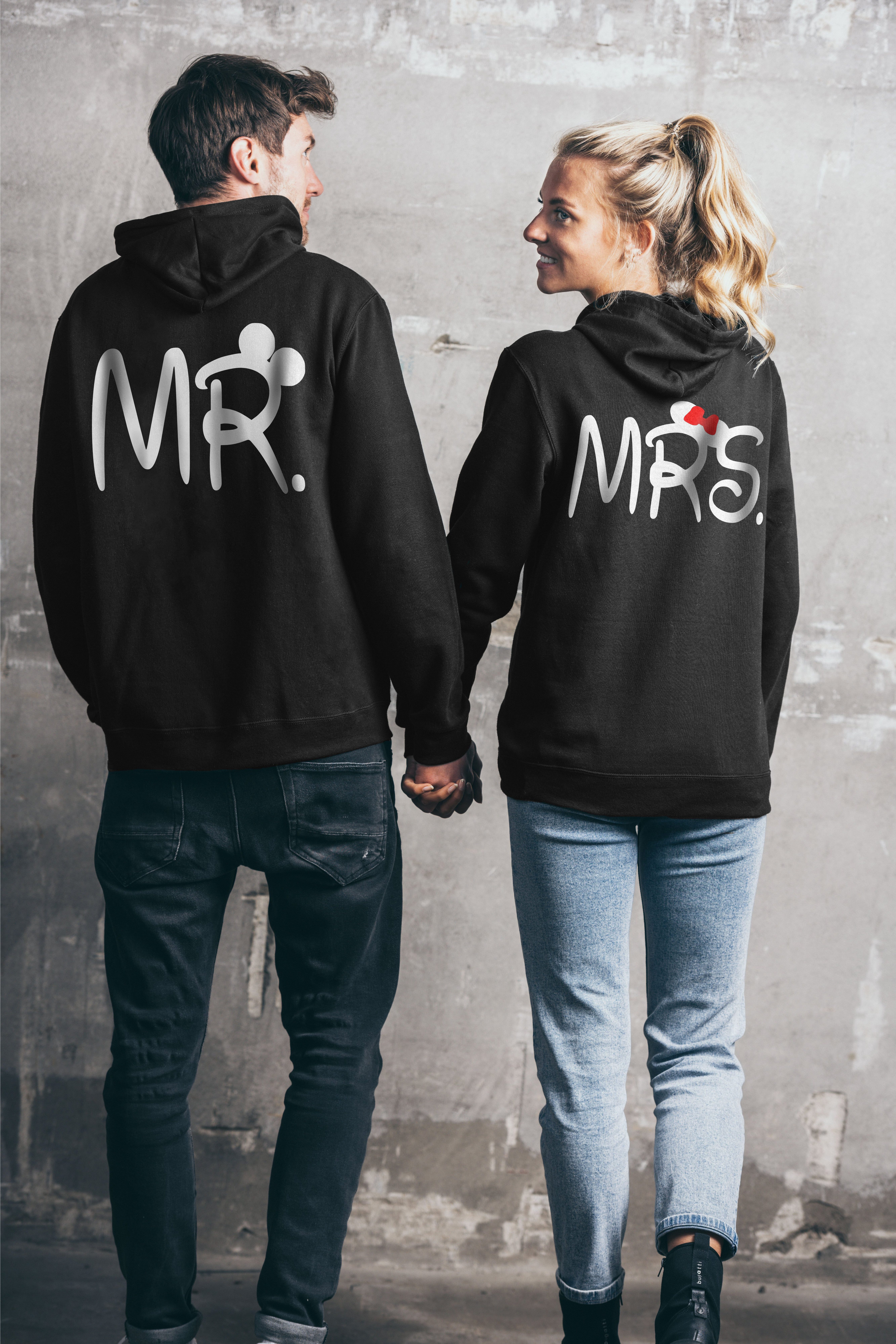 Couples Shop Kapuzenpullover Mr & Mrs Mister Misses Hoodie Pullover mit modischem Print – Bild 3 von 5