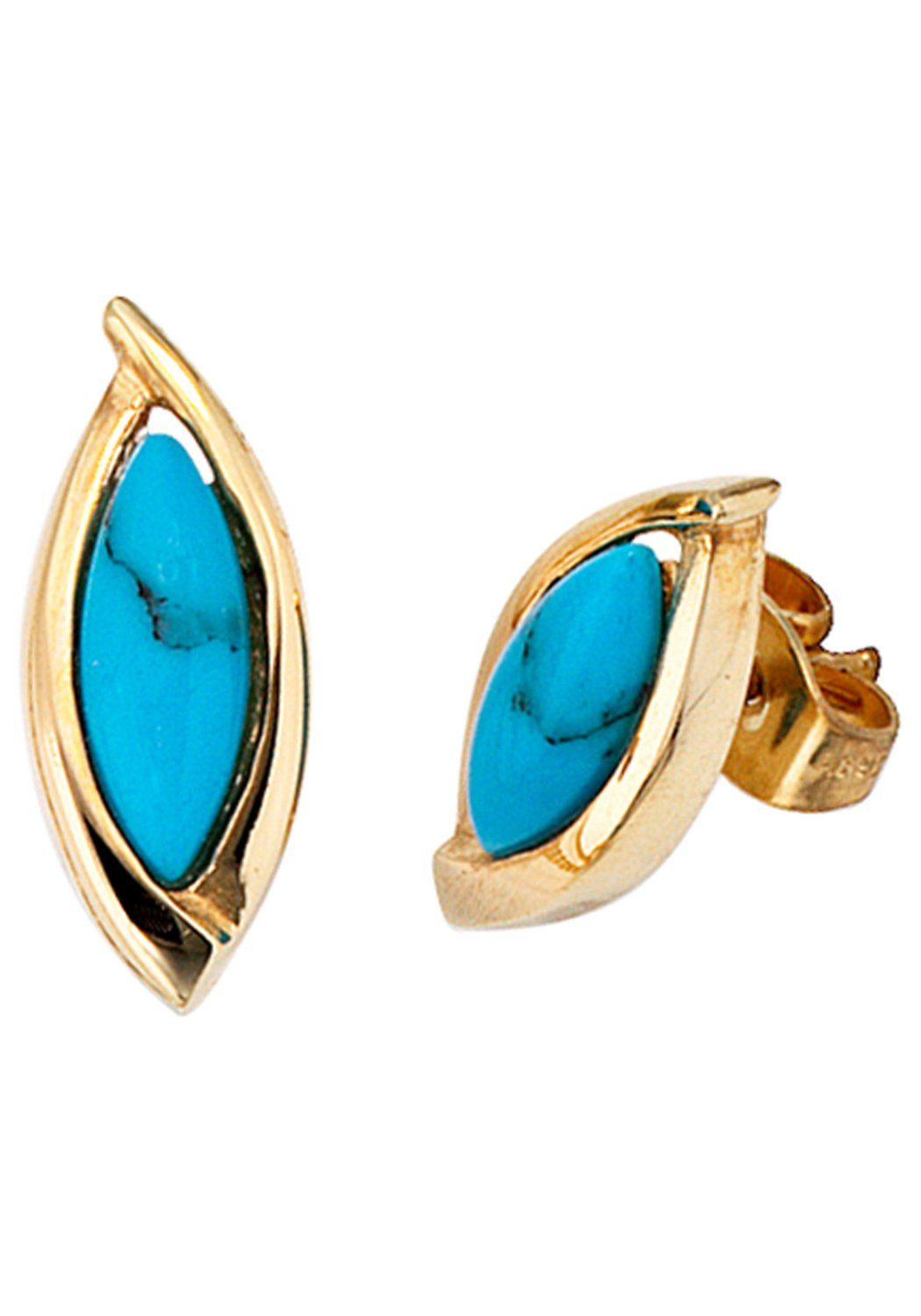 JOBO Paar Ohrstecker, oval 585 Gold mit ...