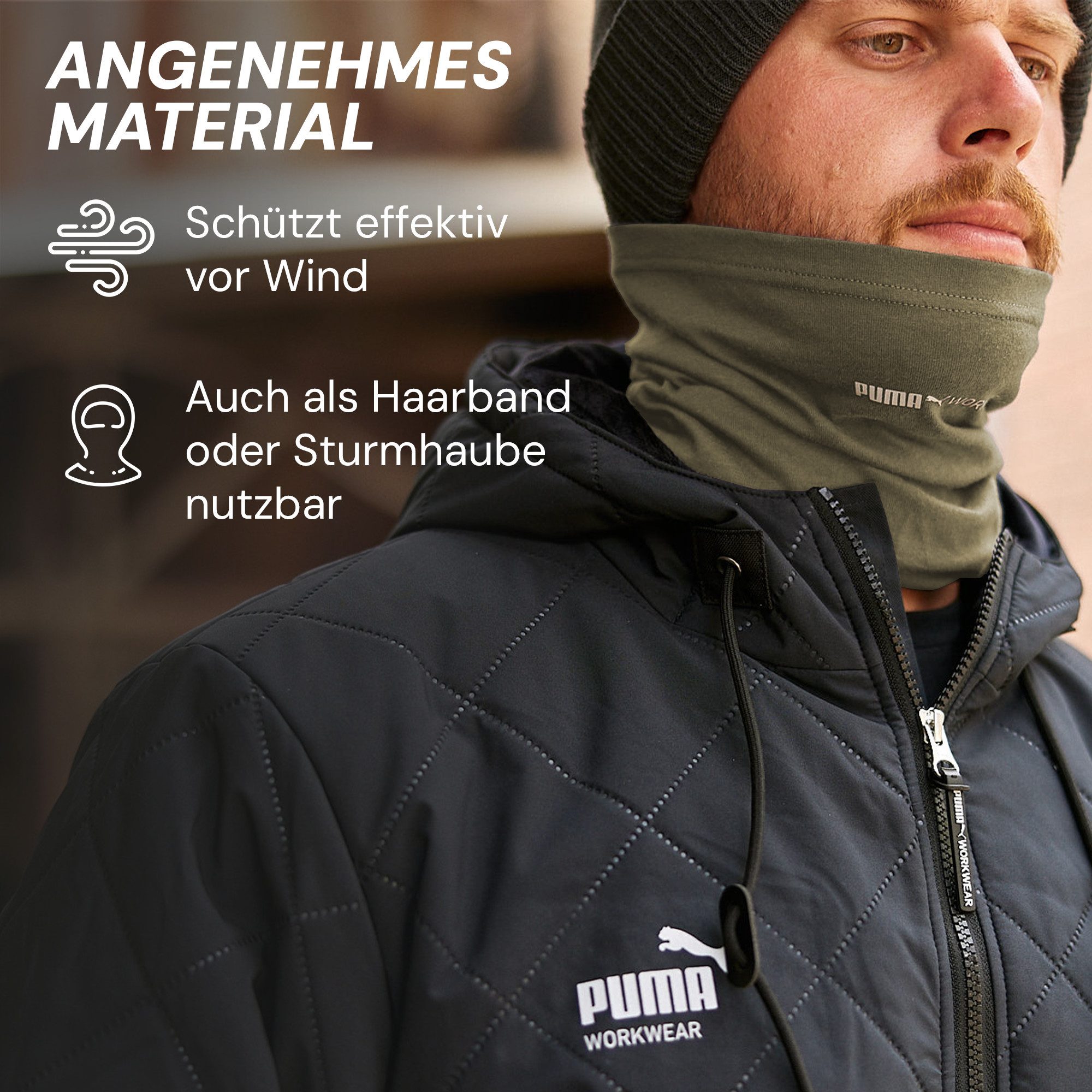 PUMA Workwear Multifunktionstuch - Schlauchschal, Halswärmer - Winddicht - Ideal für die Outdoor Arbeit, Schutz vor UV, Insekten, Wind, Staub und verhindert Brillenbeschlagen