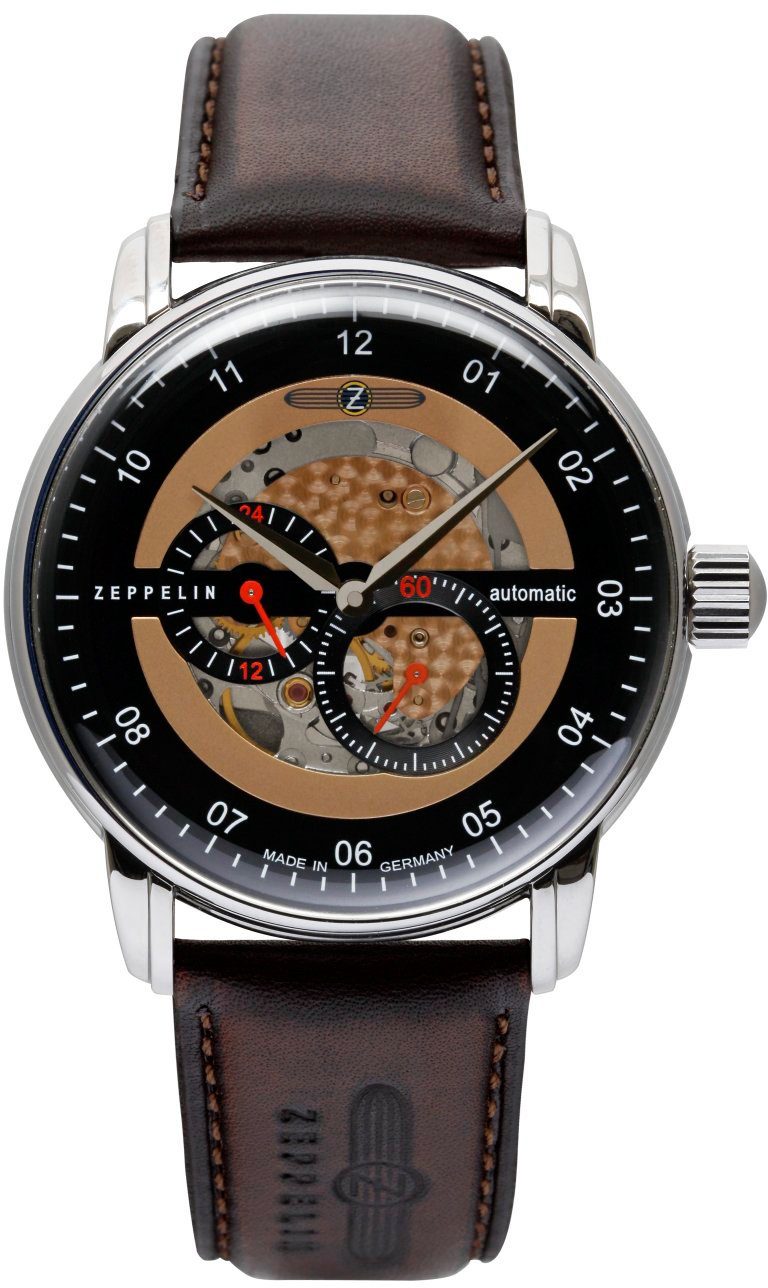 ZEPPELIN Automatikuhr New Captain´s Line, skelettiert, 8664-5, Armbanduhr, Herrenuhr, Made in Germany