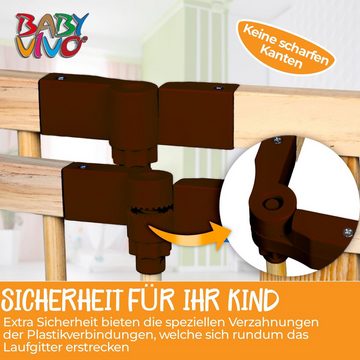 Baby Vivo Laufstall Laufgitter aus Holz 8 Elemente - verstellbar - PREMIUM Braun