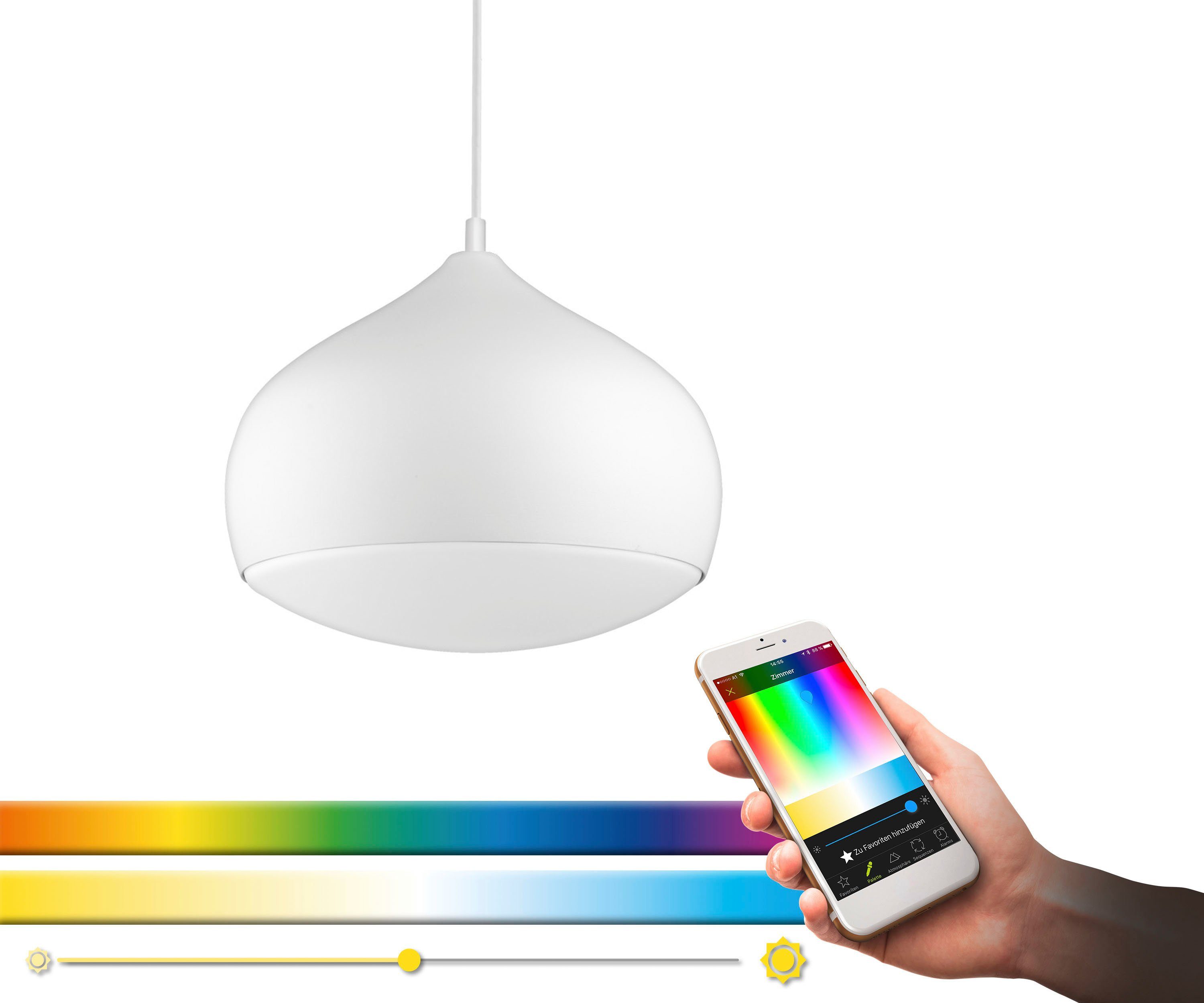 EGLO Pendelleuchte COMBA-C, Bluetooth, Dimmfunktion, Farbwechsel, LED fest integriert, Kaltweiß, Neutralweiß, Tageslichtweiß, Warmweiß, Hängeleuchte, EGLO CONNECT, Steuerung über APP + Fernbedienung